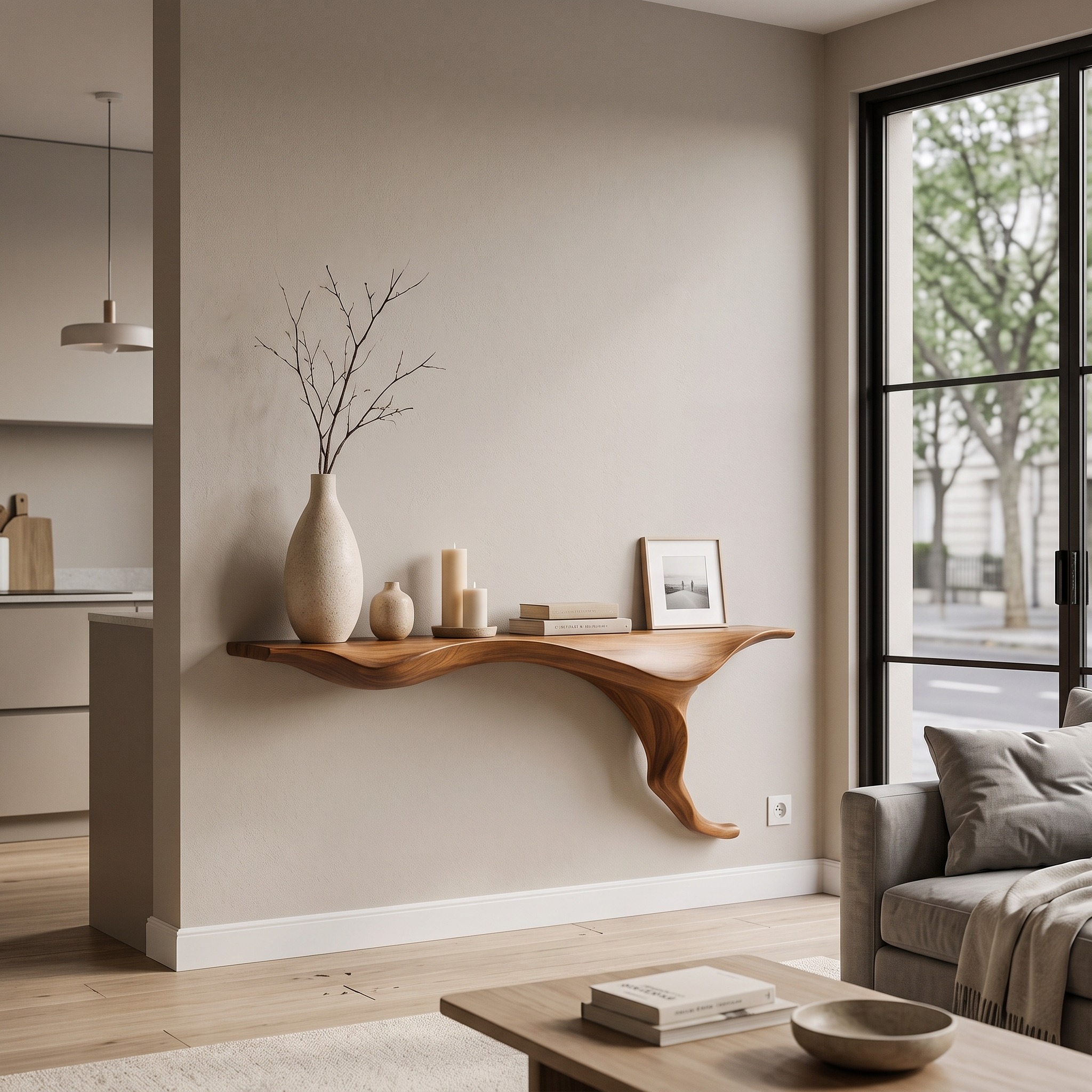 Organic Wall Mounted Console Table with Sculptural Tree Root Design for Entryway - Model SINLHACS656