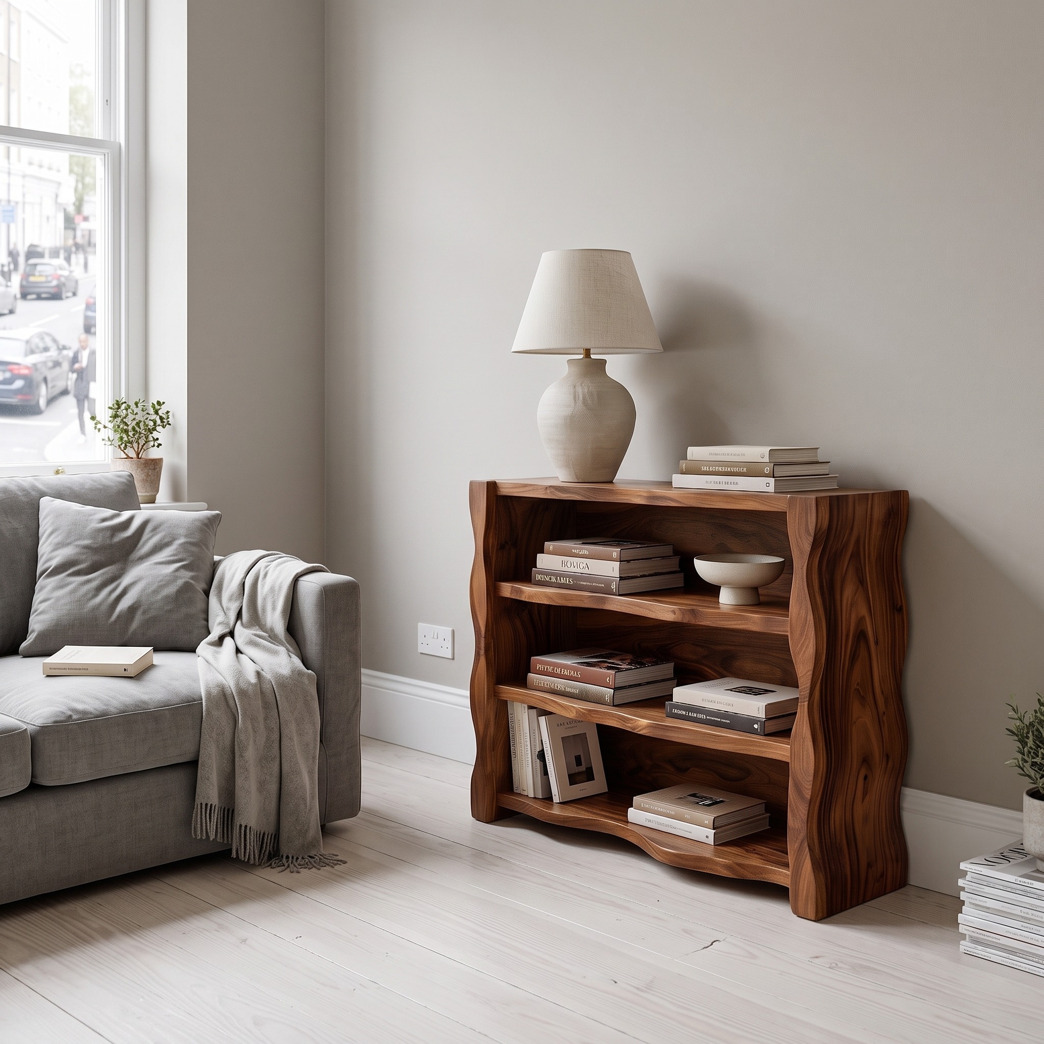 Organic Wavy Console Table with Three Tiers for Interior