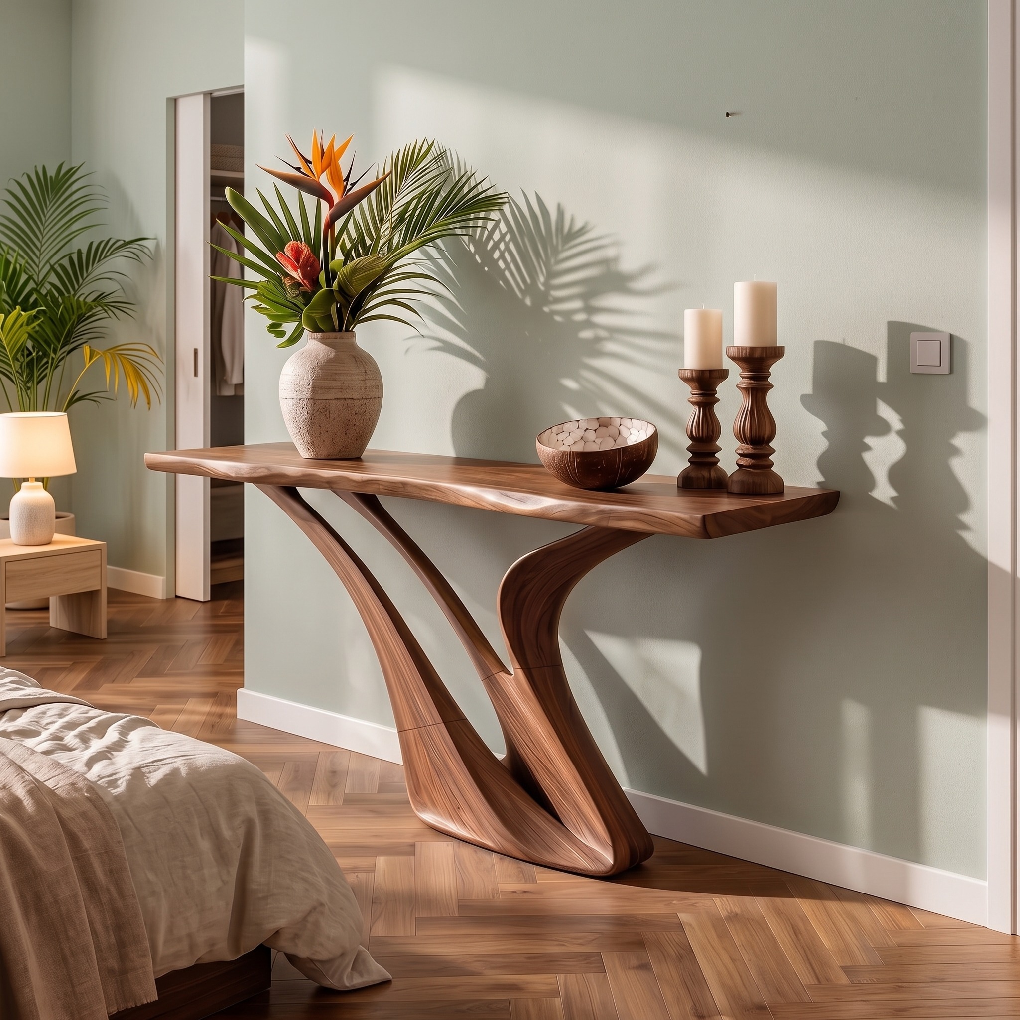 Organic Wing Base Console Table Modern Entryway