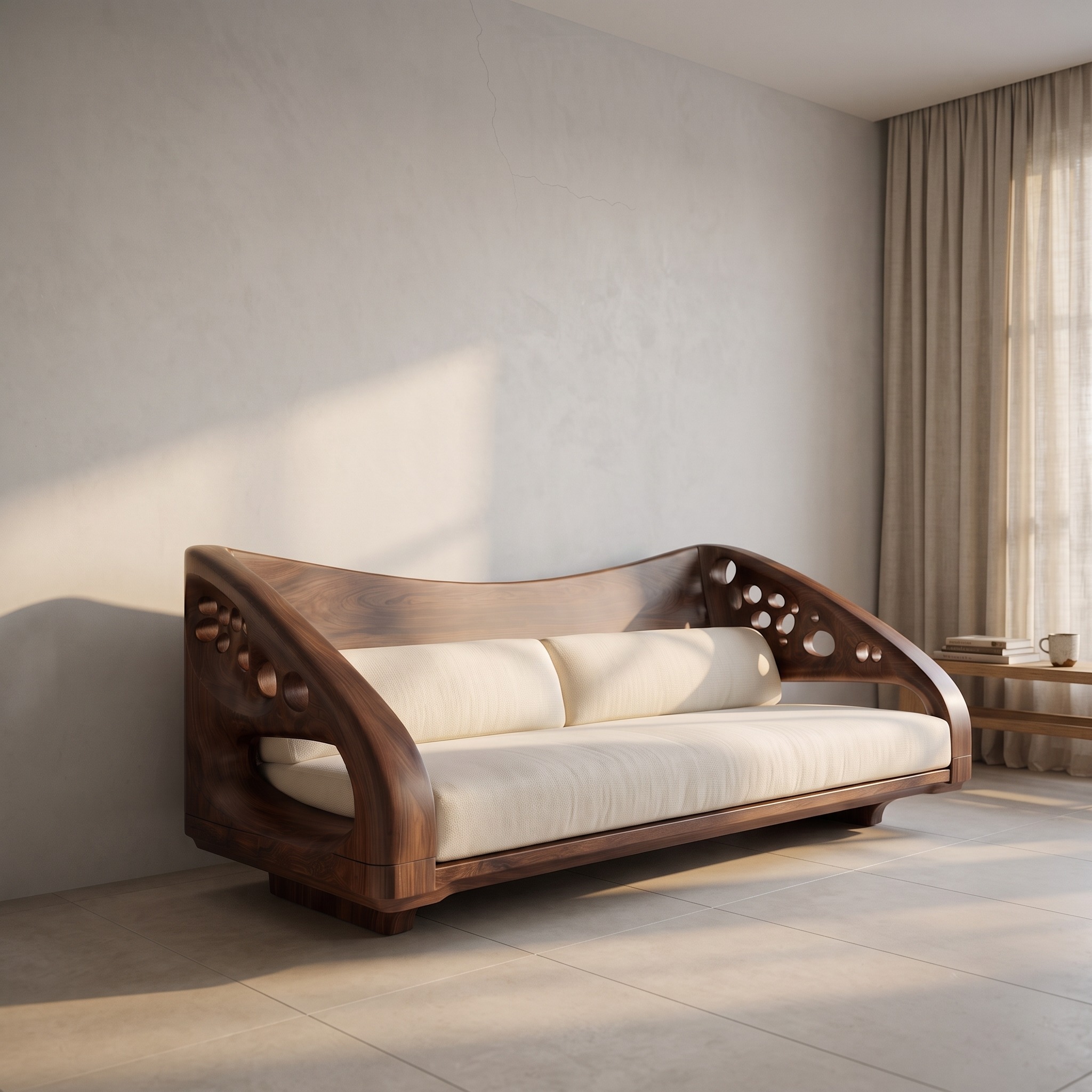 Organic Wooden Sofa Frame with Handcrafted Artistic Design