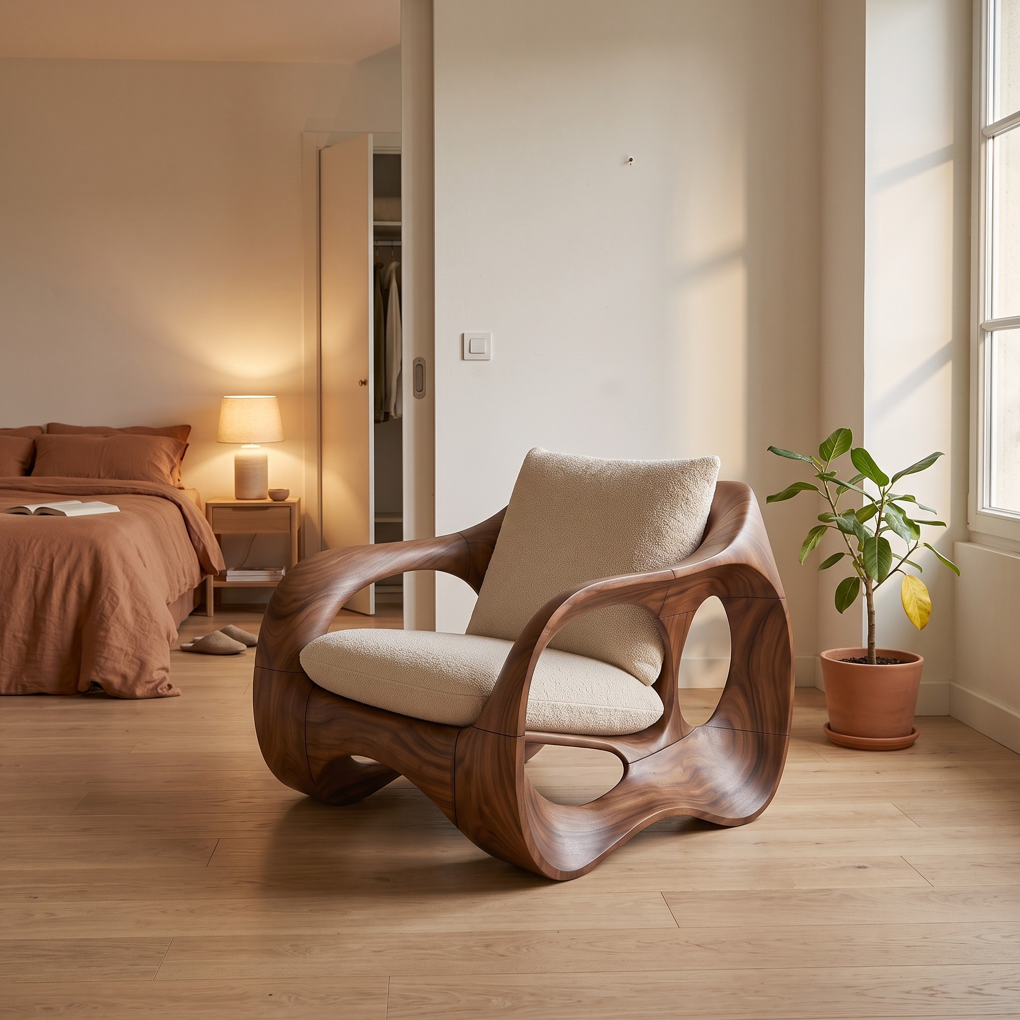 Parisian Luxury Sculptural Accent Chair Elegant Balcony