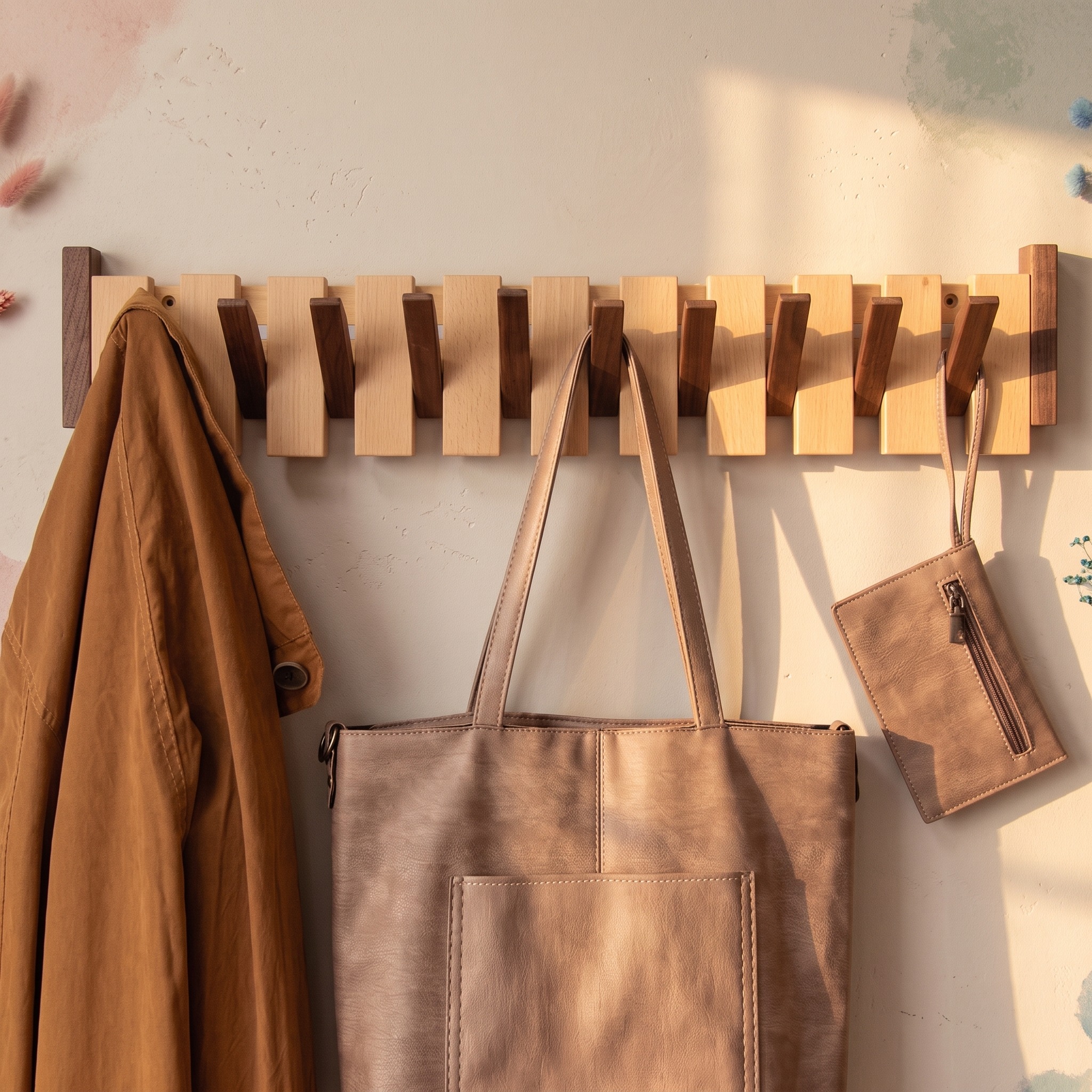 Piano Coat Hooks Towel Rack Shelf
