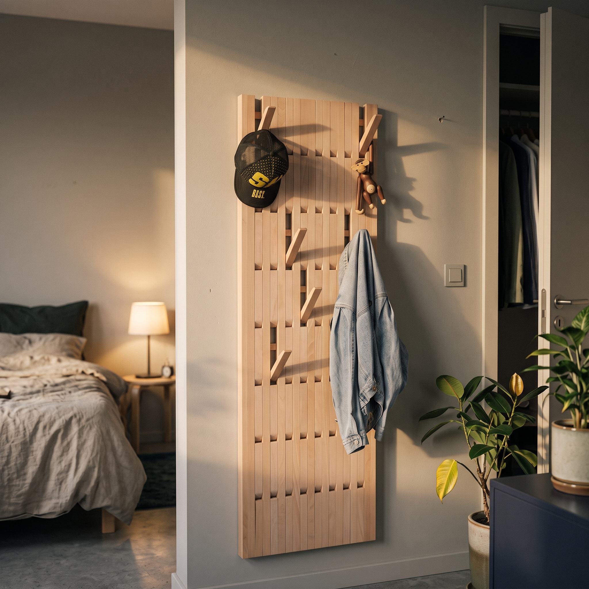 Piano Wooden Coat Rack Shelf