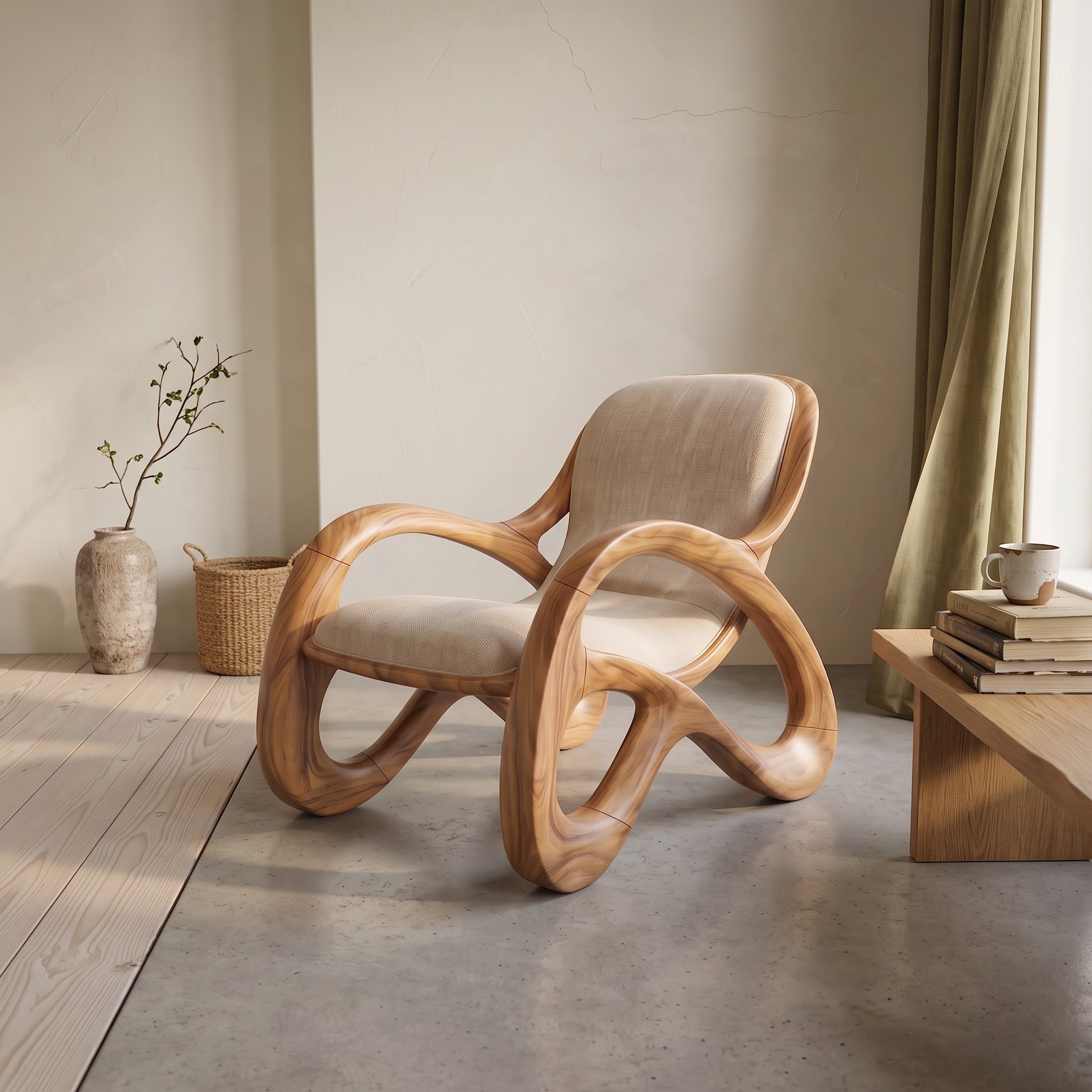 Premium Walnut Armchair for Open-Concept Modern Living Spaces