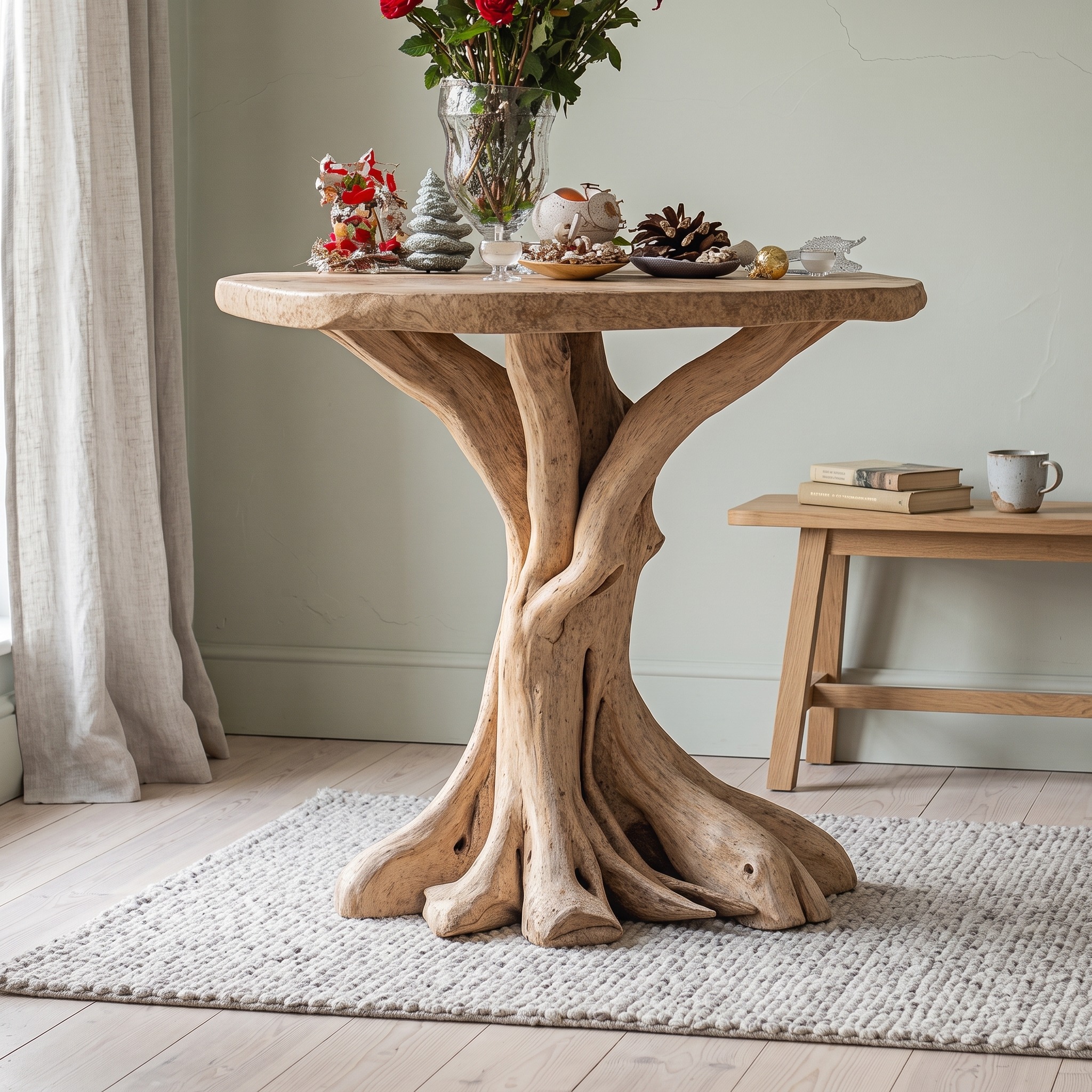 Reclaimed Wood End Table Living Edge Table Xmas Decor