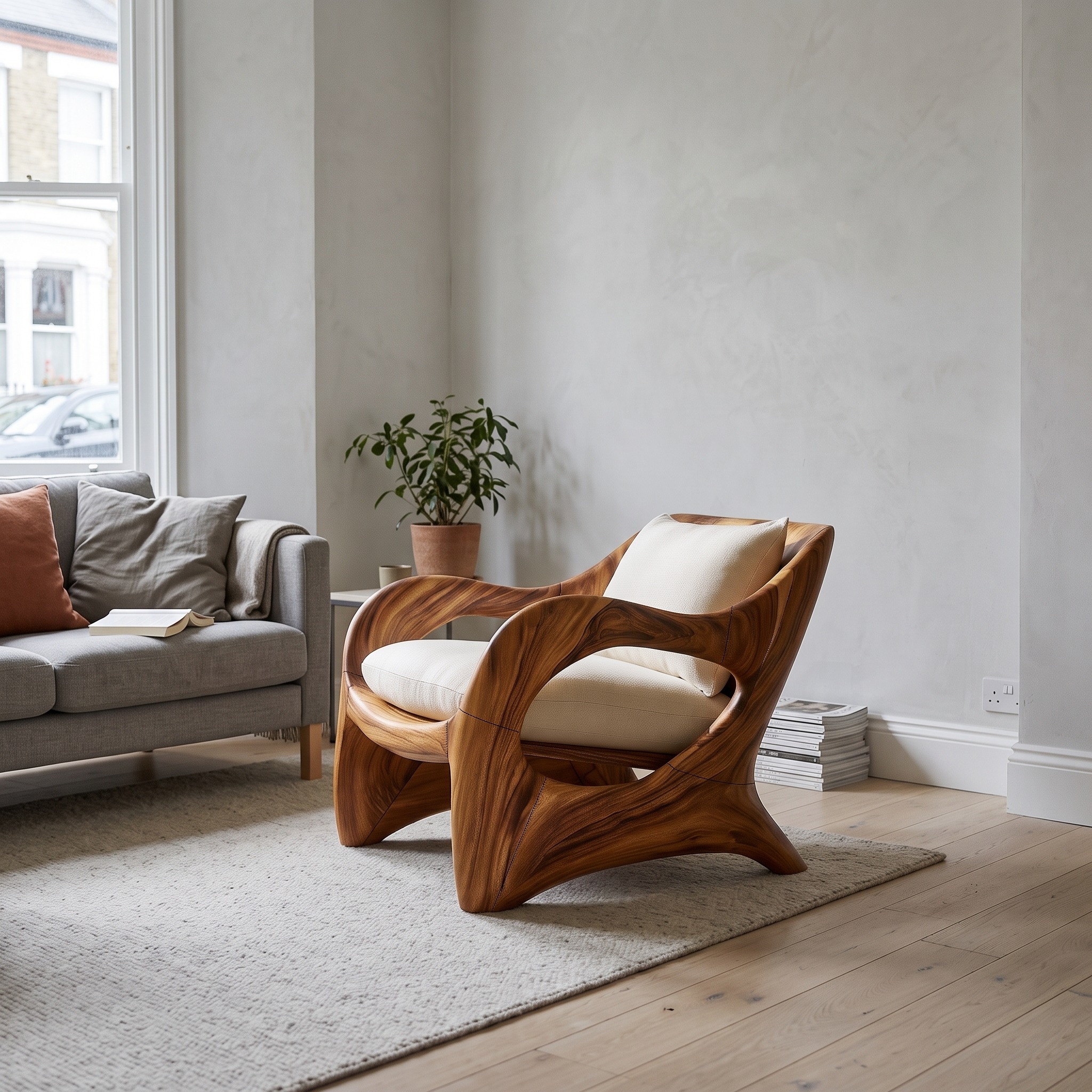 Resort-Inspired Sculptural Lounge Chair with Contemporary Elegance