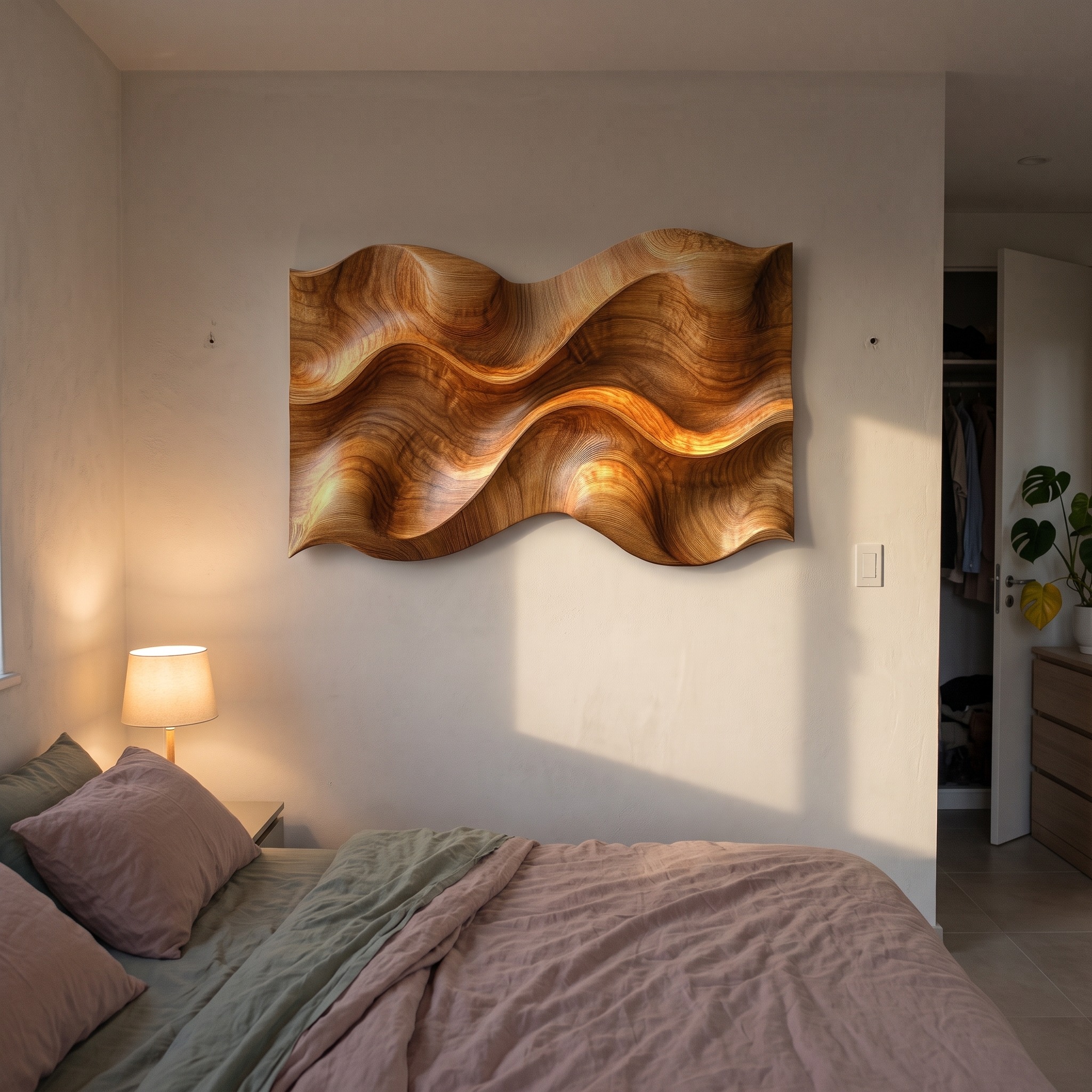 Ripple Grain Solid Wood Wall Art Organic Modern Interior Decor