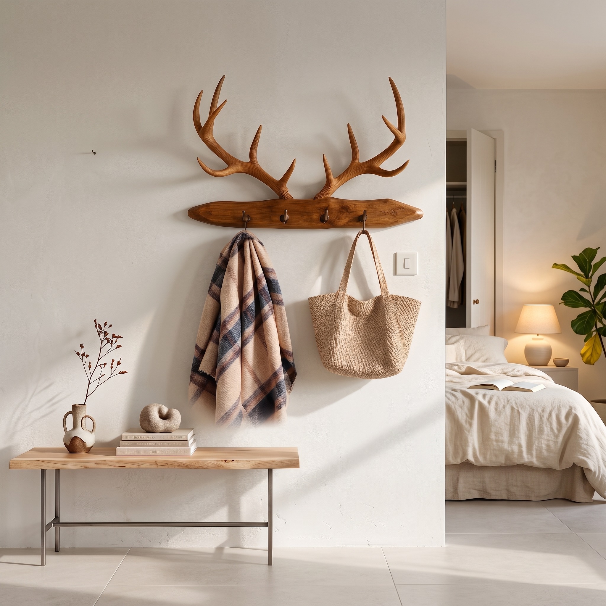 Rustic Antler Coat Rack Entryway Hallway