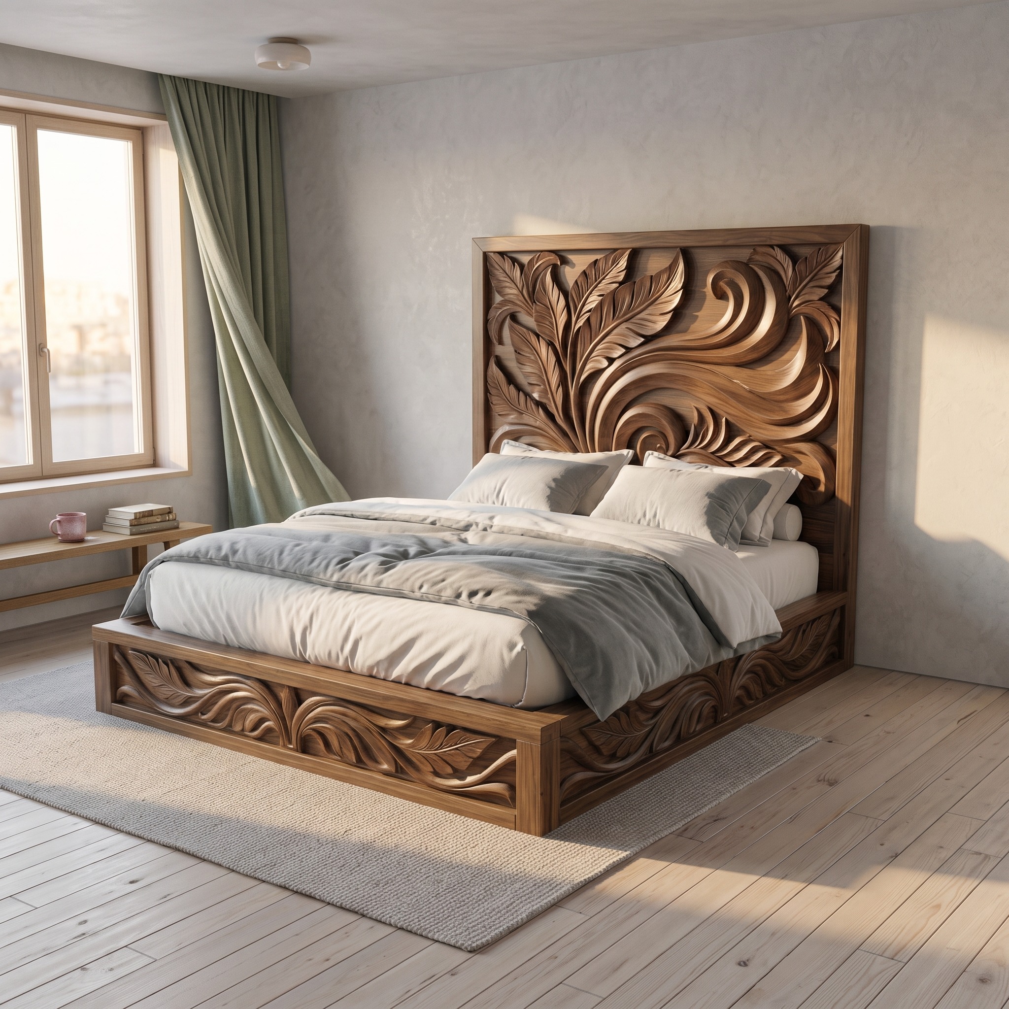 Rustic Artistic King Bed Frame for Bedroom and Private Interior