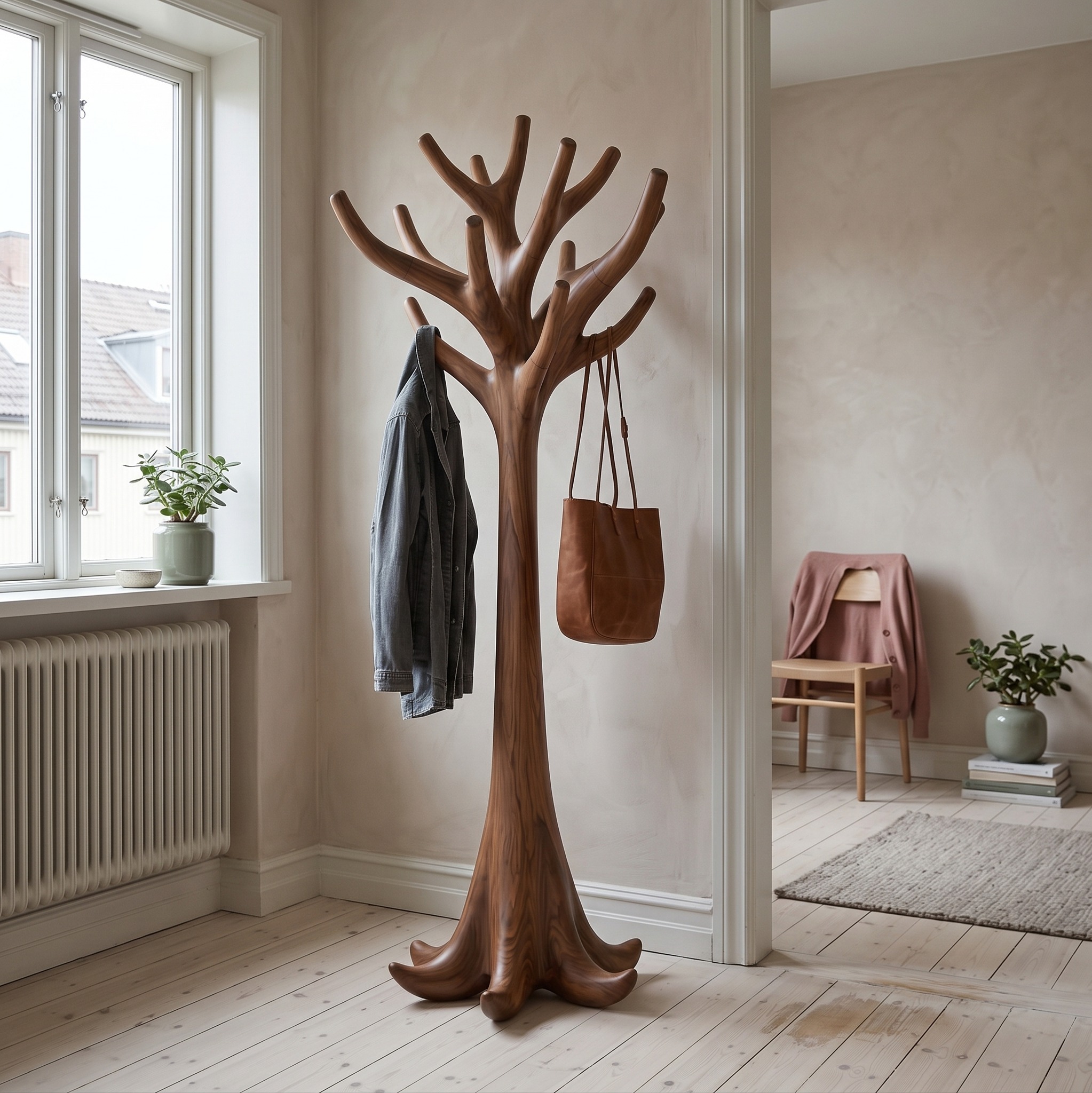 Rustic Artistic Tree Coat Rack for Entryway and Interior Space