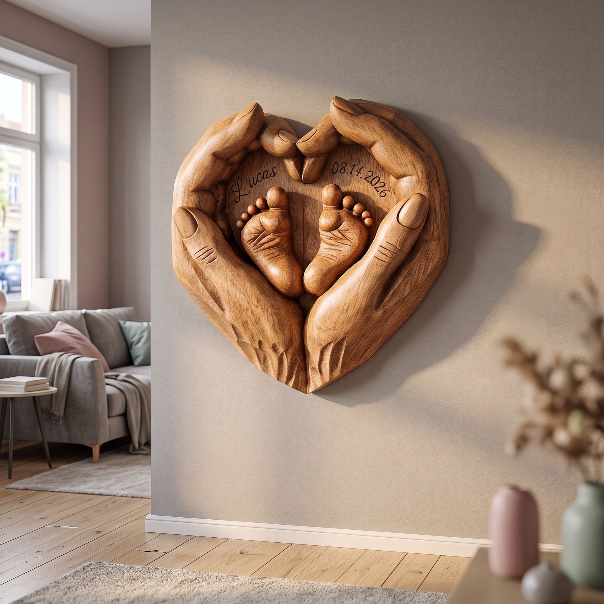 Rustic Baby Birth Keepsake Wall Art with Custom Name Design for Nursery and Baby Room