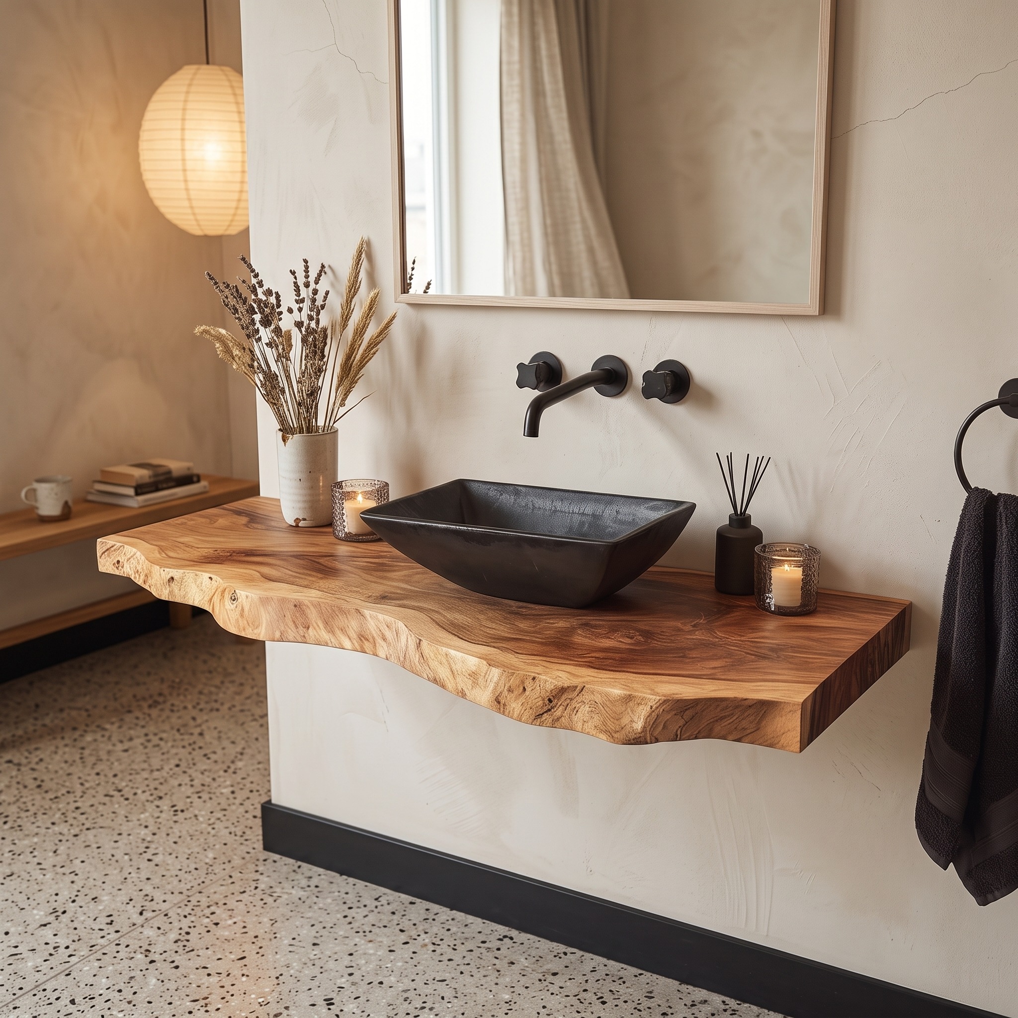Rustic Bathroom Vanity Shelf Handmade Wood Bathroom Accent
