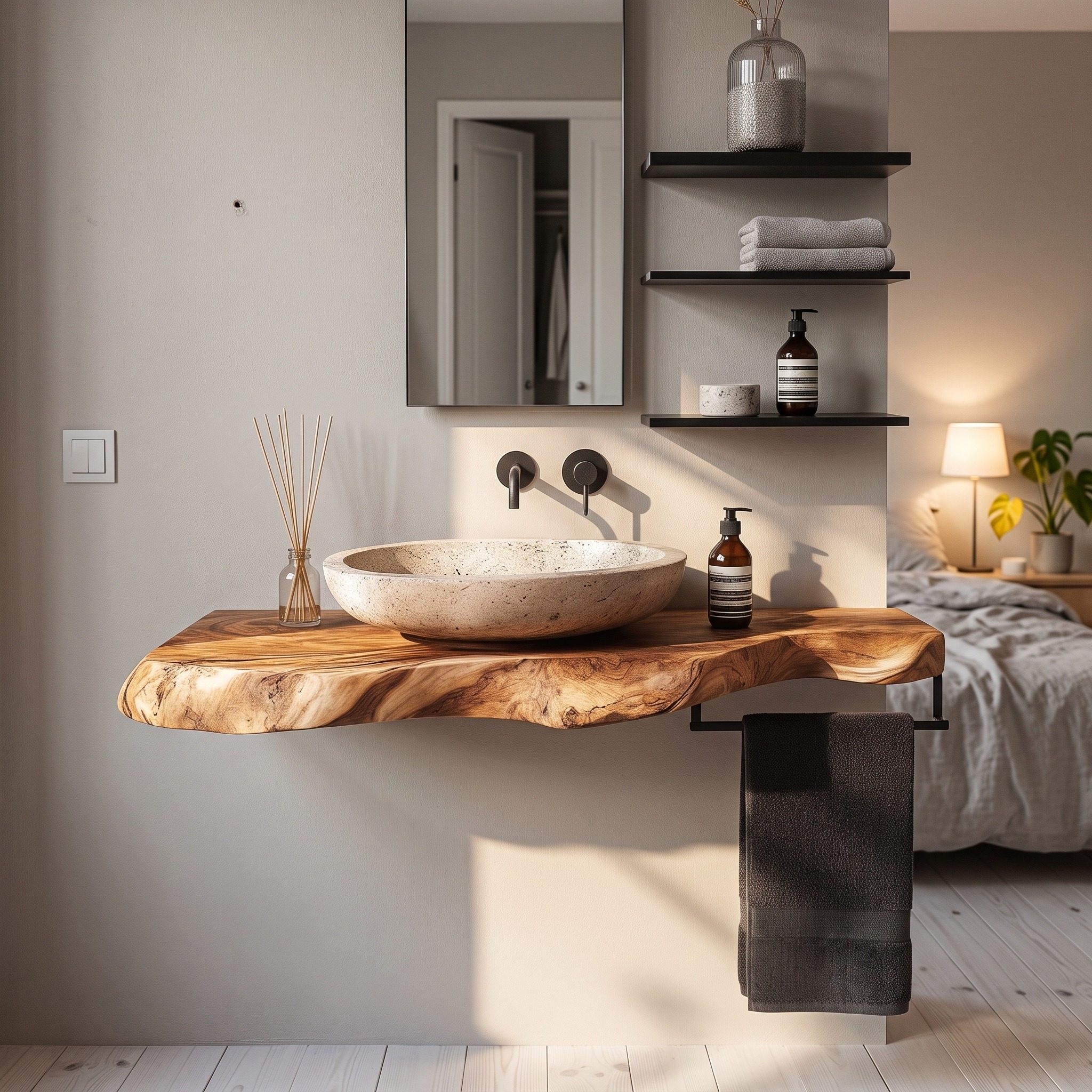 Rustic Bathroom Vanity Shelf Live Edge Wood Bathroom Decor
