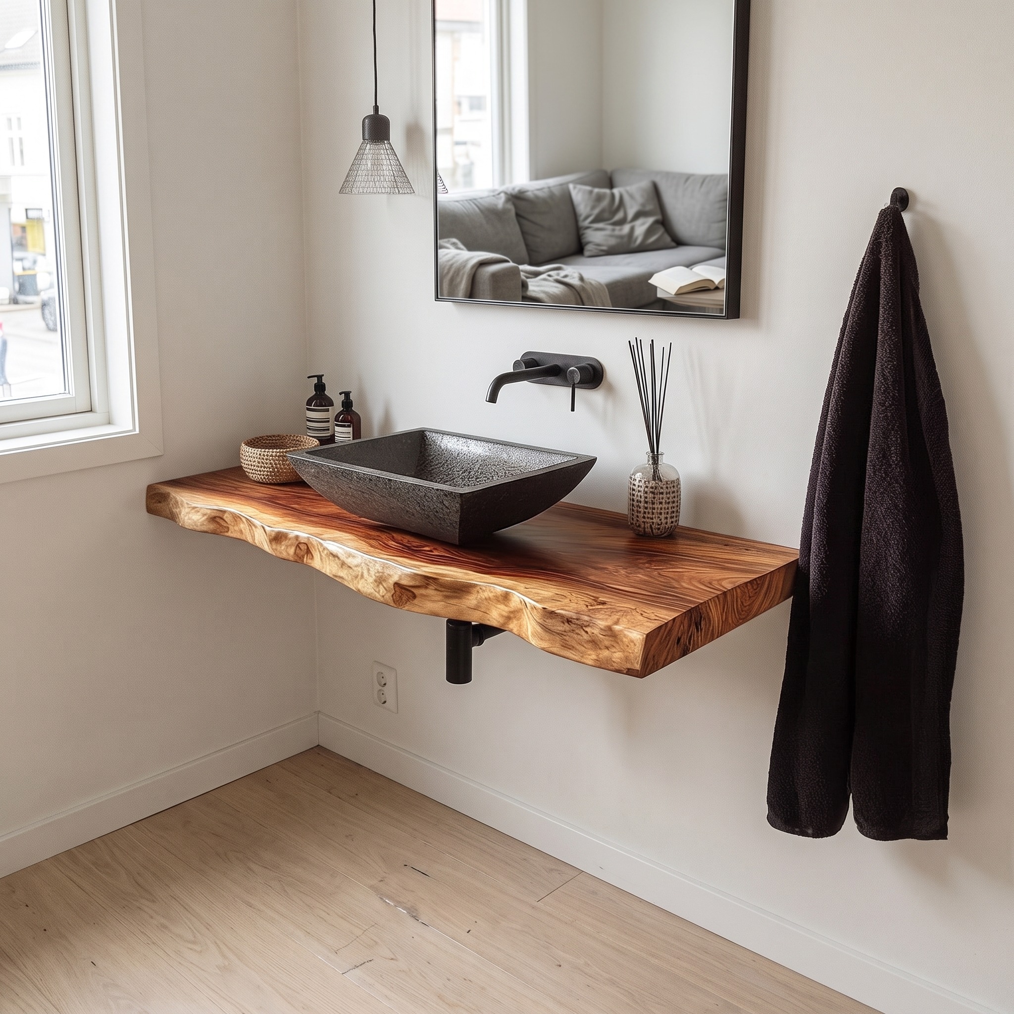 Rustic Bathroom Vanity Shelf Organic Wood Bathroom Style