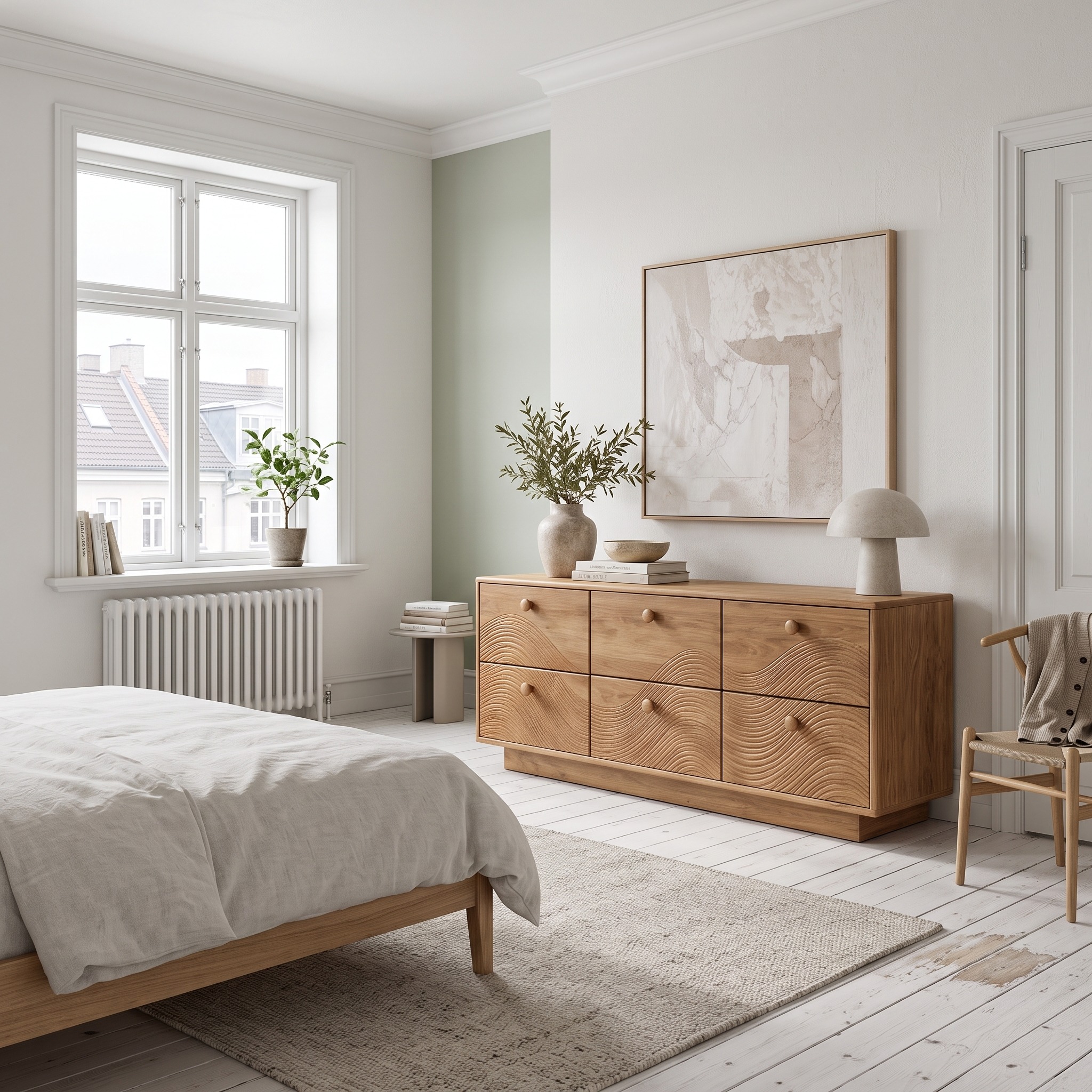 Rustic Bedroom Dresser with Low Profile Form and Simple Drawer Design