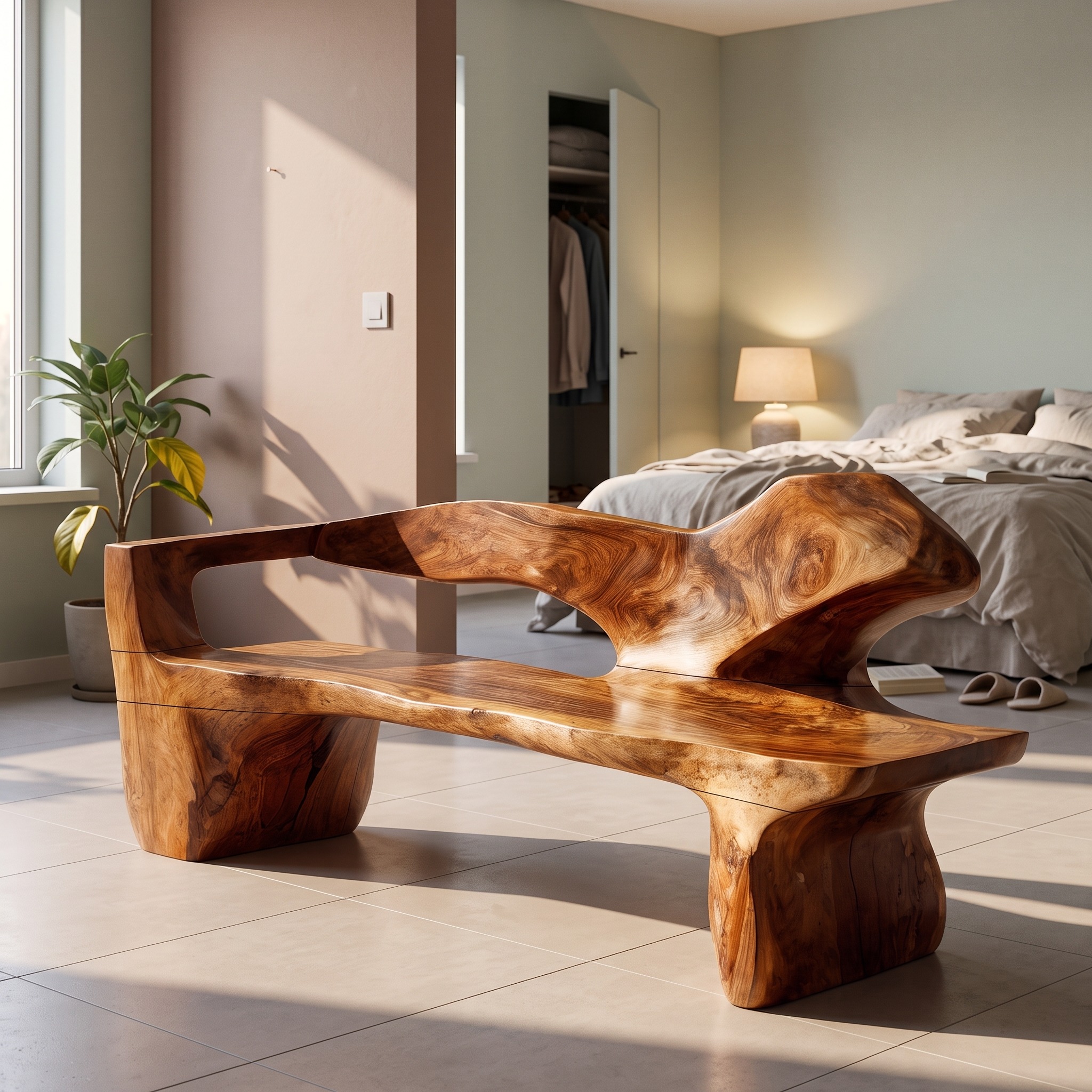 Rustic Bench Handcrafted Live Edge Design for Entryway