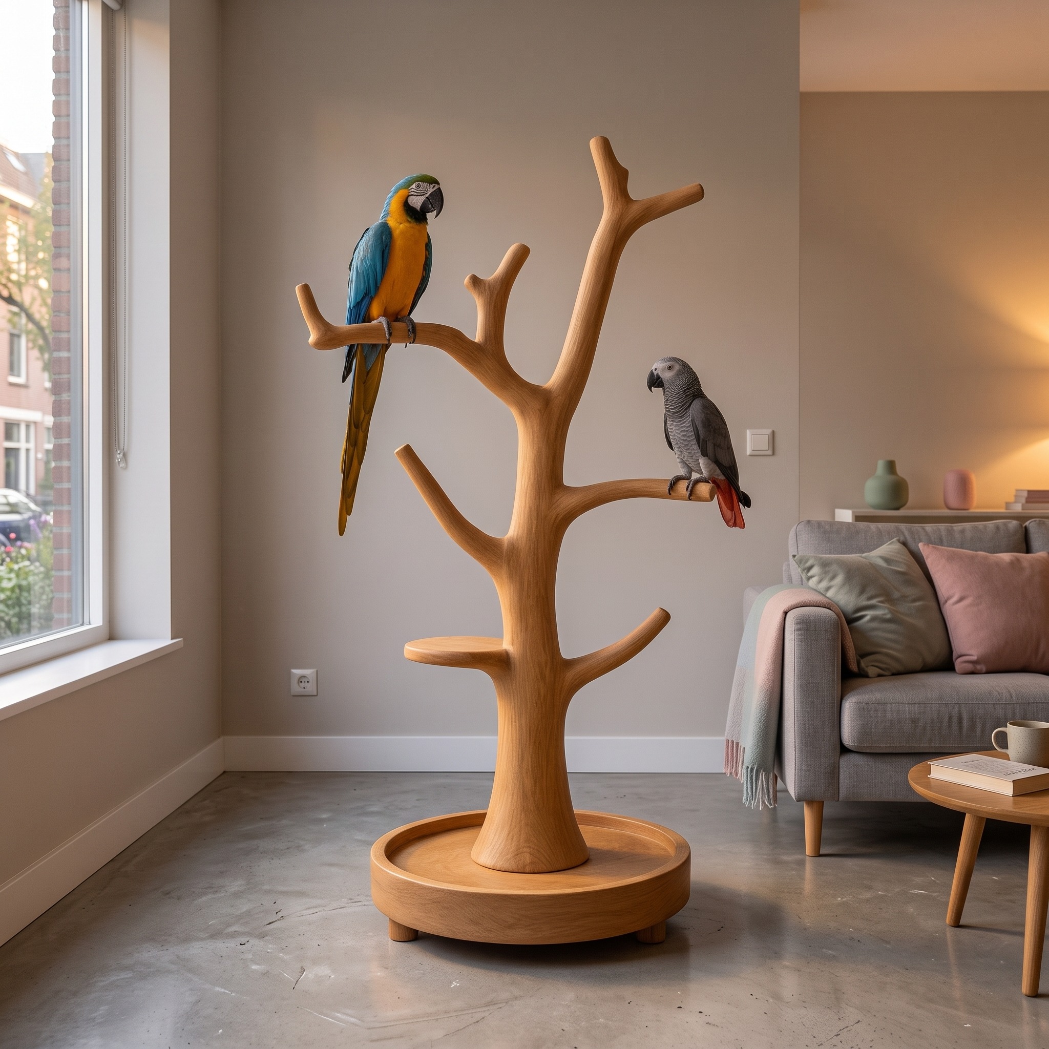 Rustic Bird Tree Stand Parrot Perch Modern Minimalist Design
