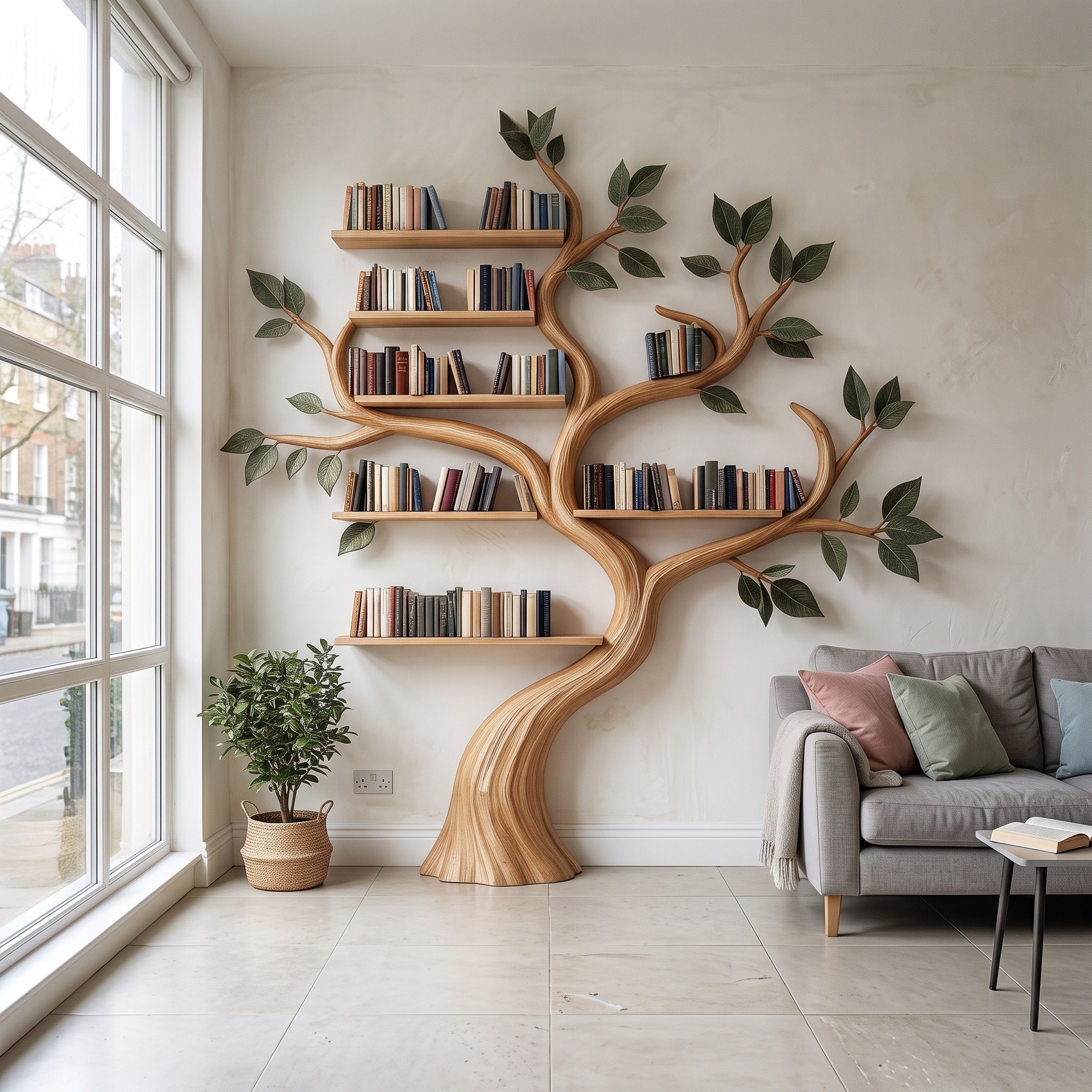 Rustic Branch Bookshelf Bedroom Reading Nook or Home Library