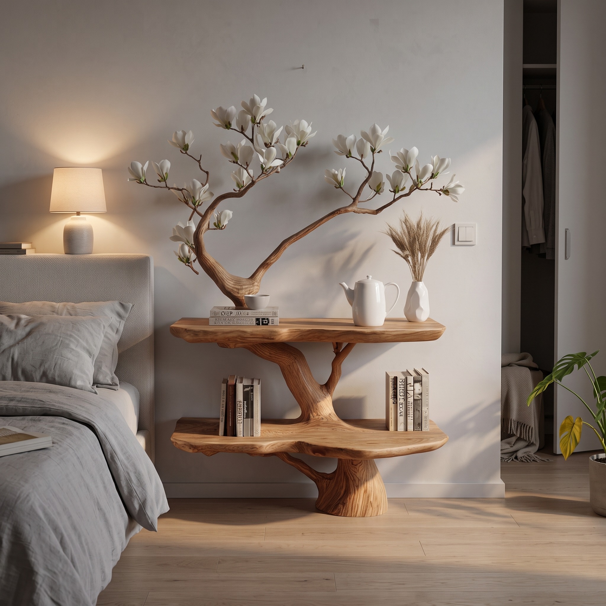 Rustic Branch Nightstand Bedroom Bed
