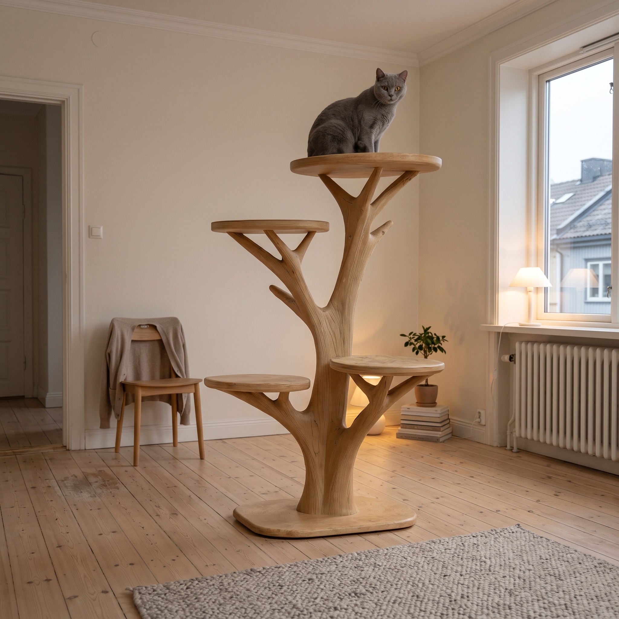Rustic Cat Play Tree Stand Living Room Decor