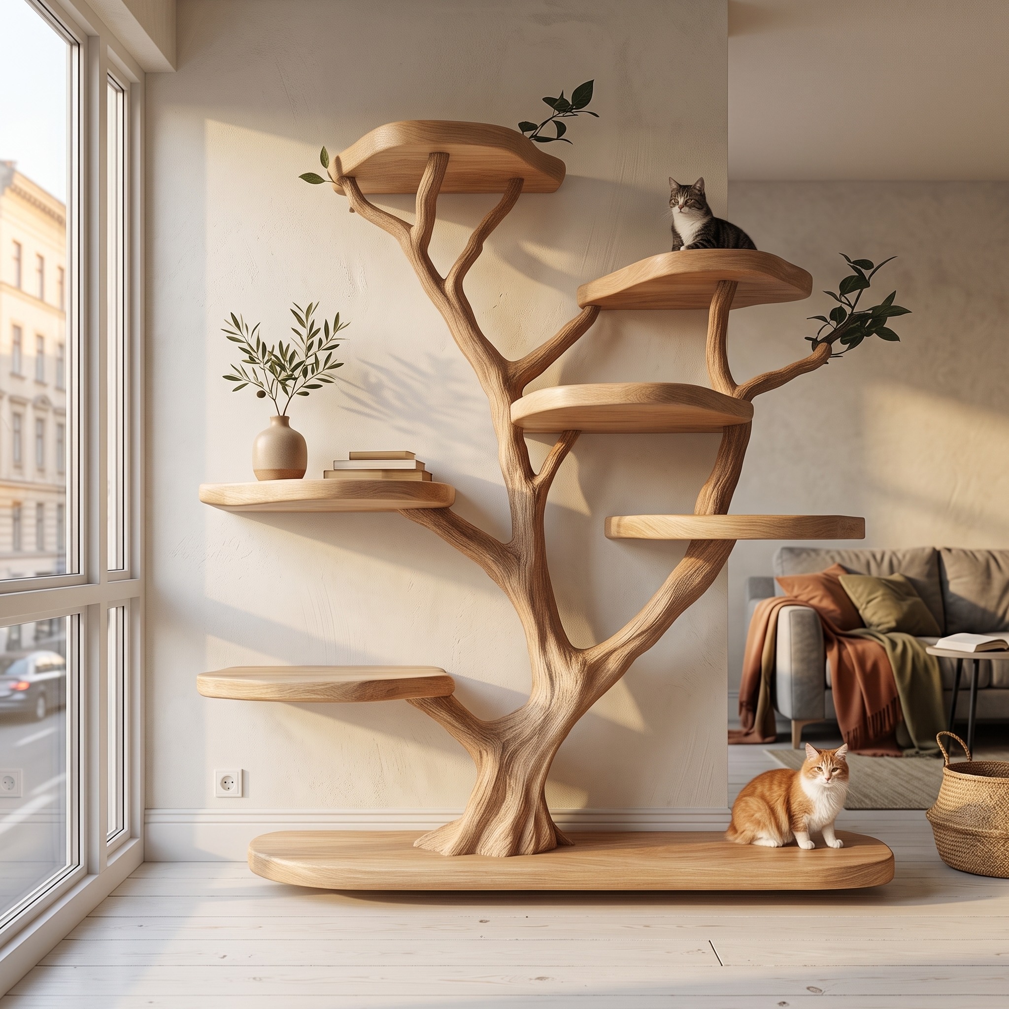 Rustic Cat Tree Natural Wood Cat Furniture Handmade Gift Cat