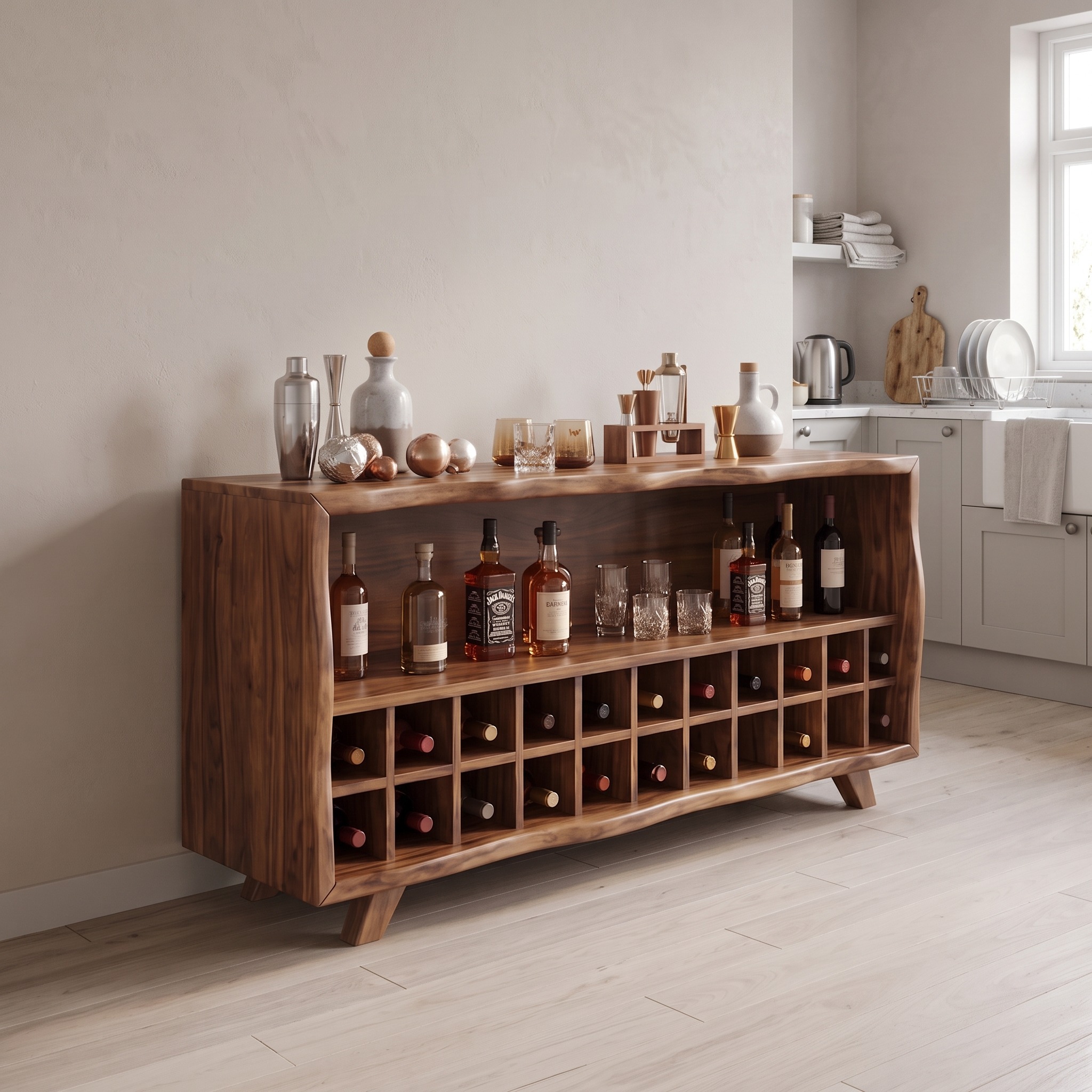 Rustic Christmas Wine Storage Cabinet Modern Dining Room