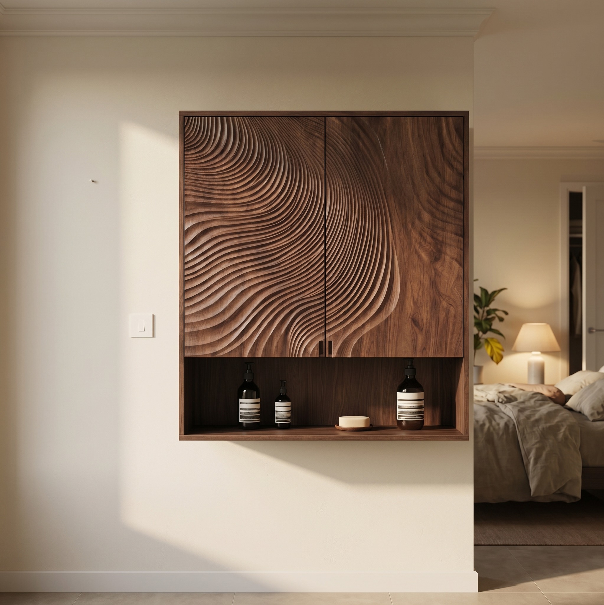 Rustic Compact Wall Cabinet for Bathroom Storage and Small Space