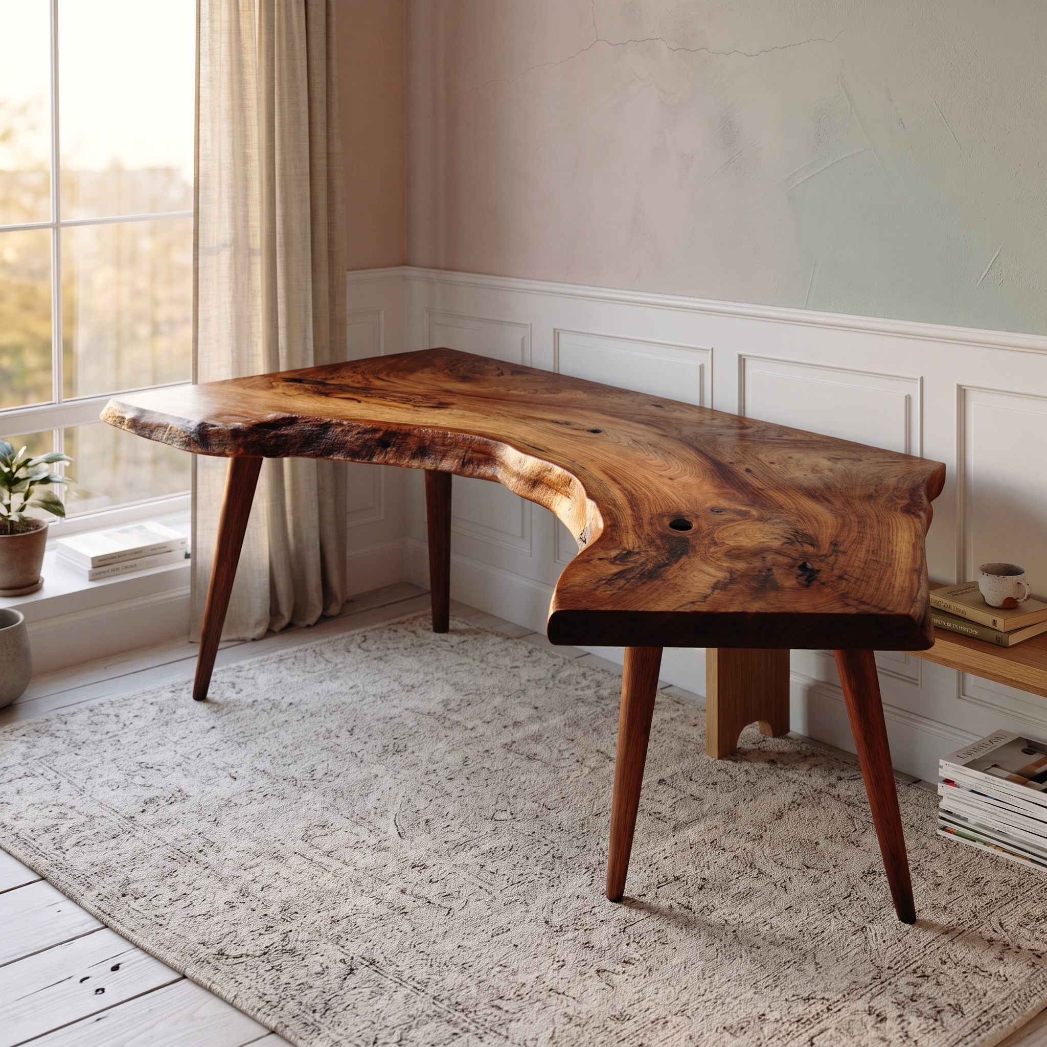 Rustic Contemporary Corner Work Desk Reading Room and Home Office