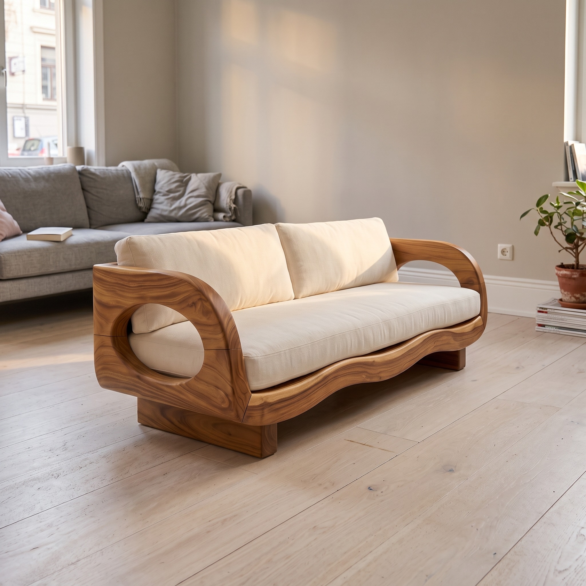 Rustic Contemporary Wood Sofa Garden Terrace Living Space