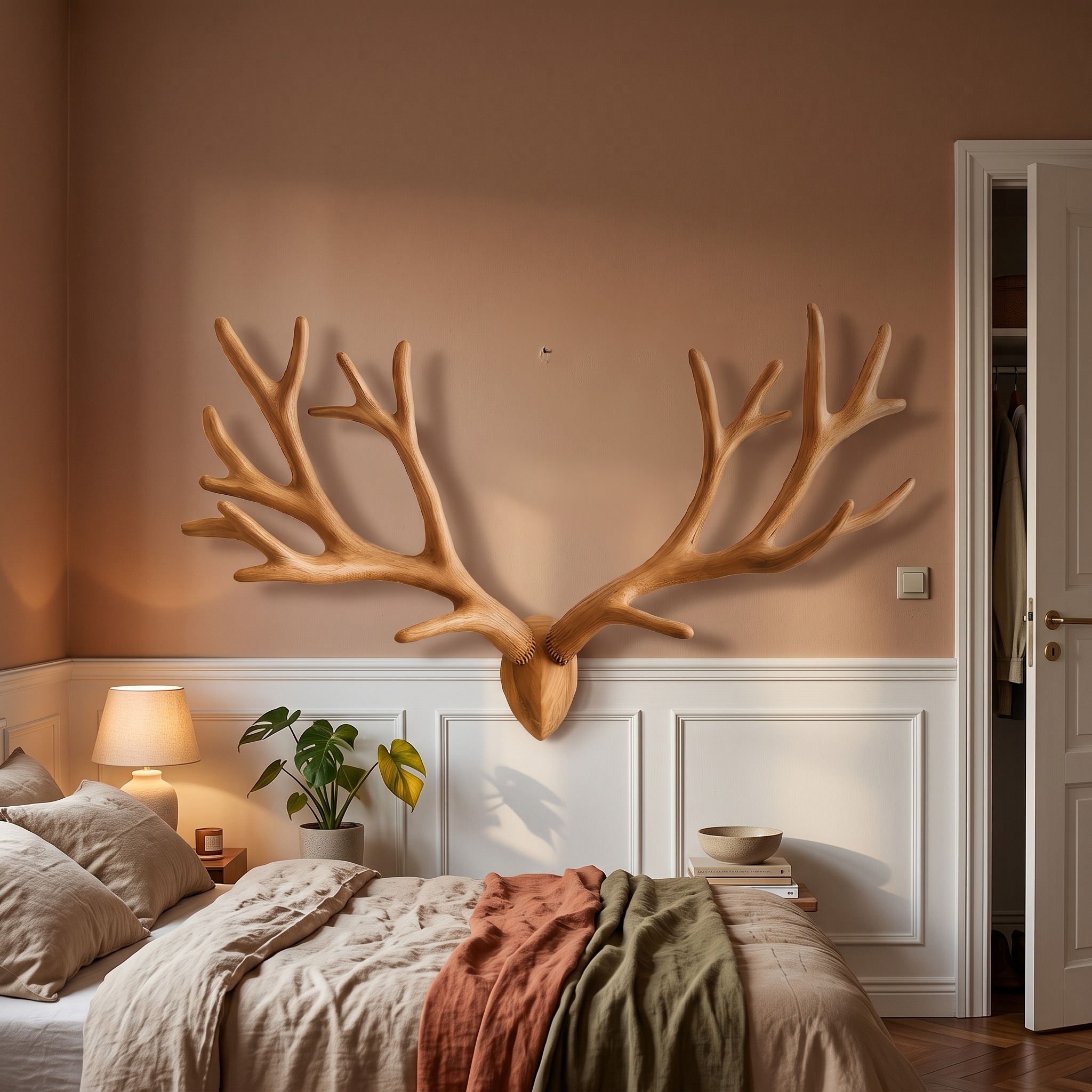 Rustic Deer Antler Wall Decor for Bedroom and Living Room