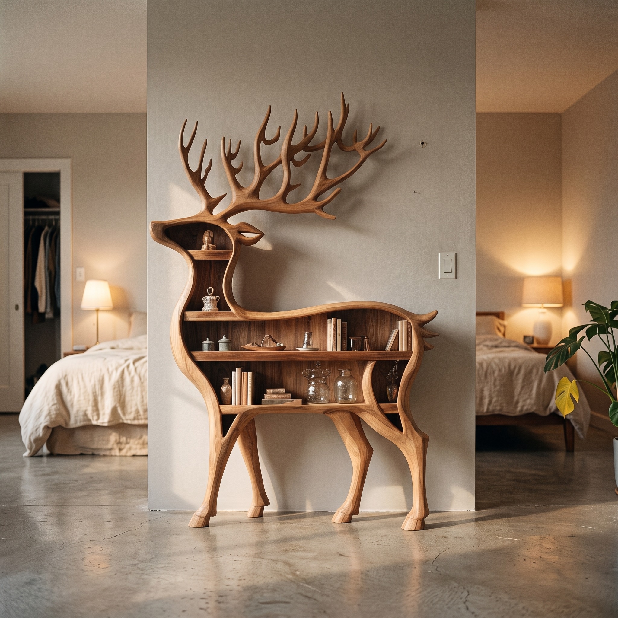 Rustic Deer Bookshelf Living Room or Entryway Decorative