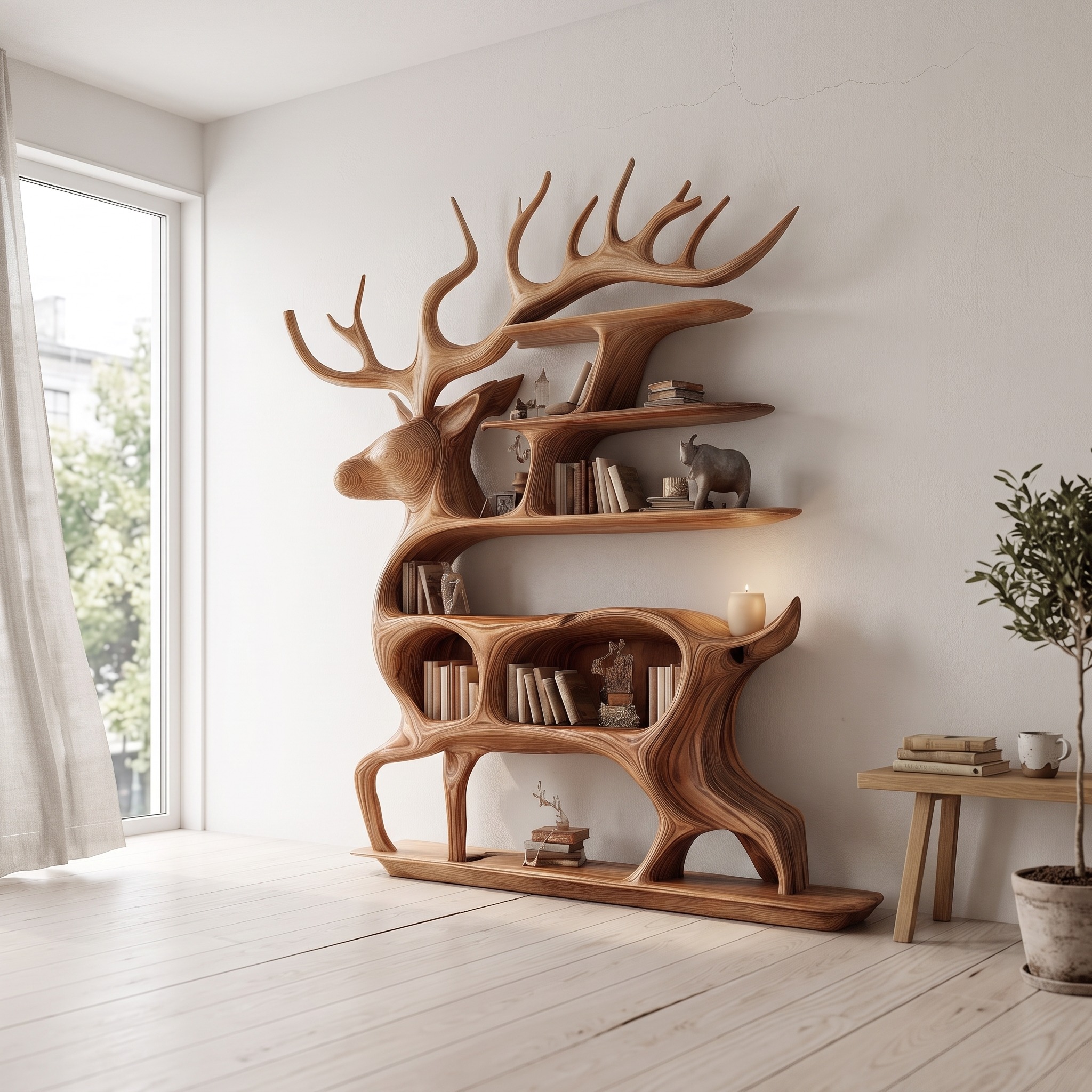 Rustic Deer Display Shelf Living Room or Bedroom