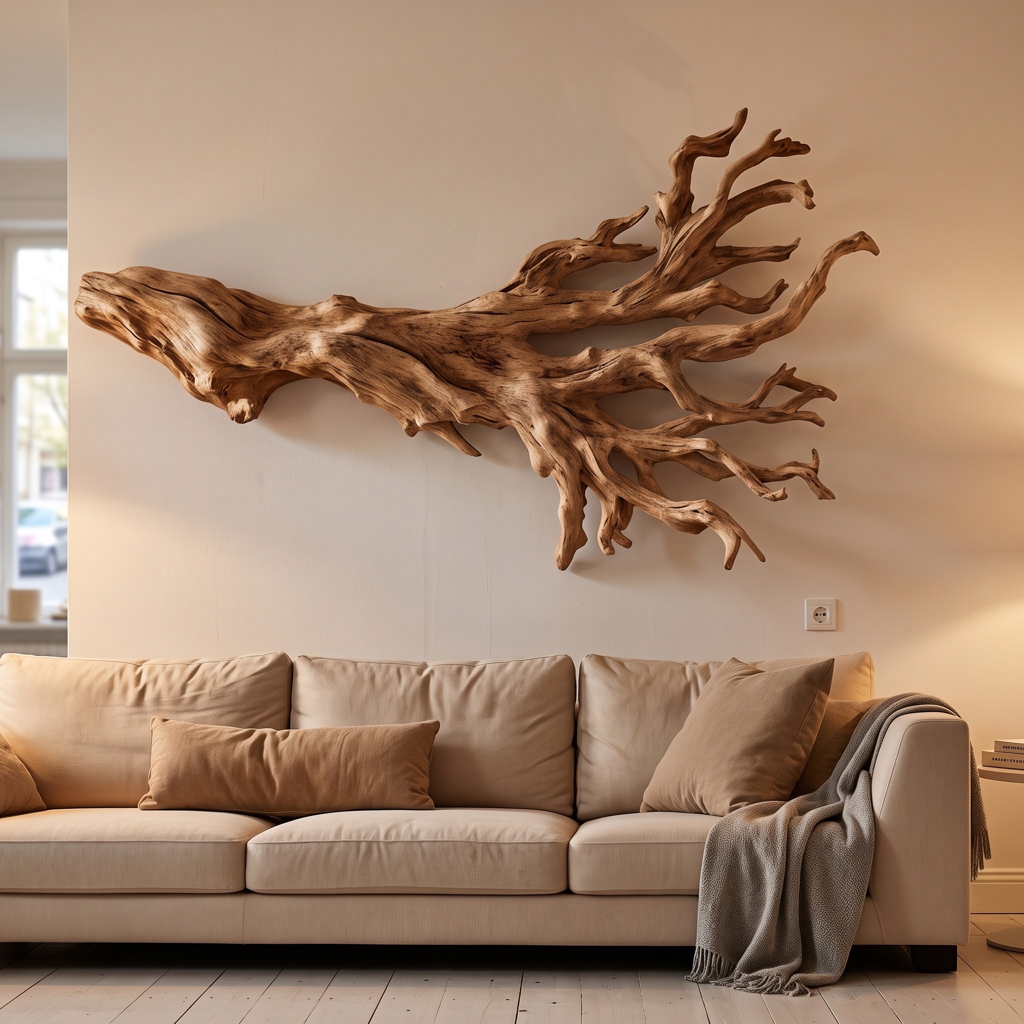 Rustic Driftwood Branch Wall Sculpture Living Room