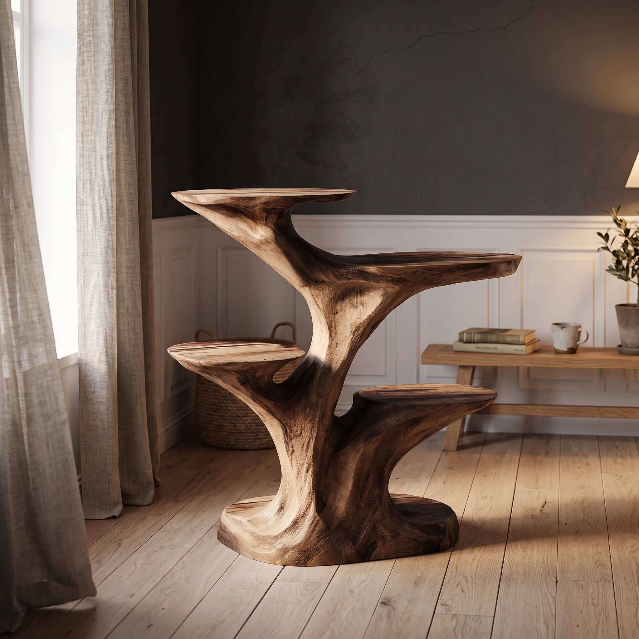 Rustic End Table Living Room Corner