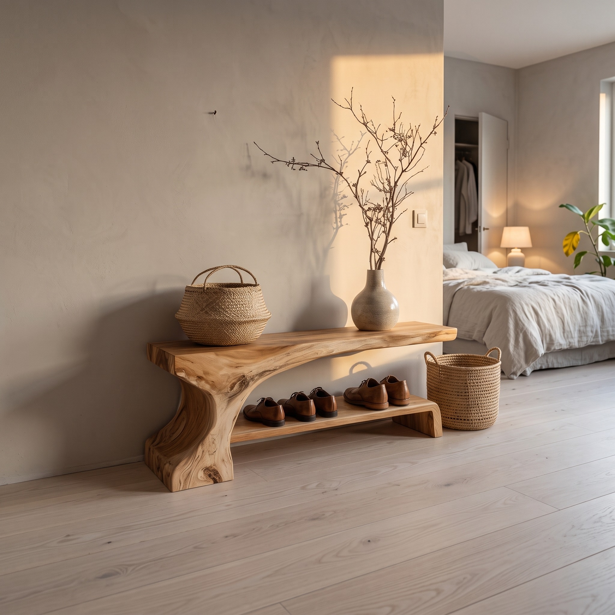 Rustic Entryway Shoe Bench Hallway Living Room