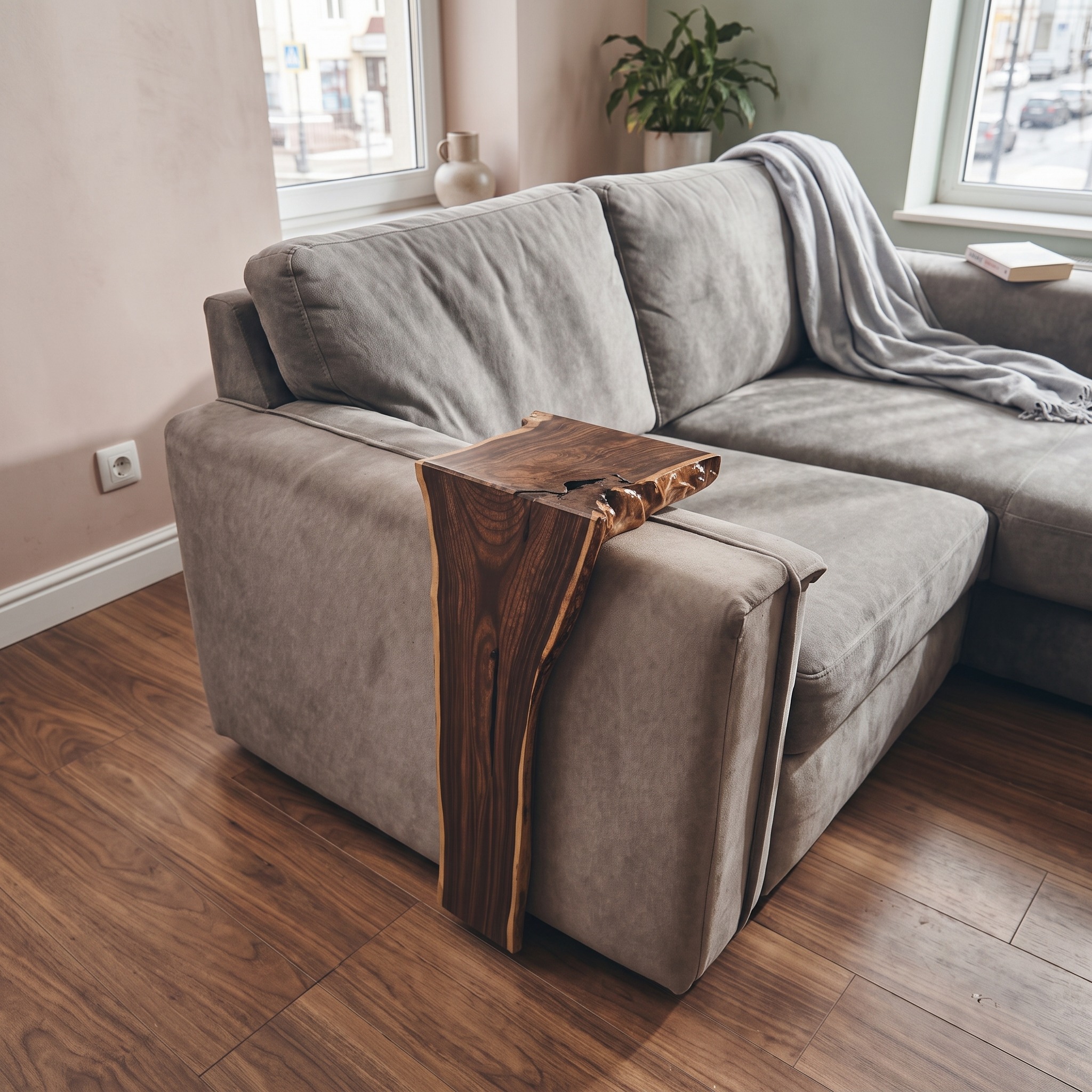 Rustic Farmhouse Sofa Armrest Table for Living Room Furniture