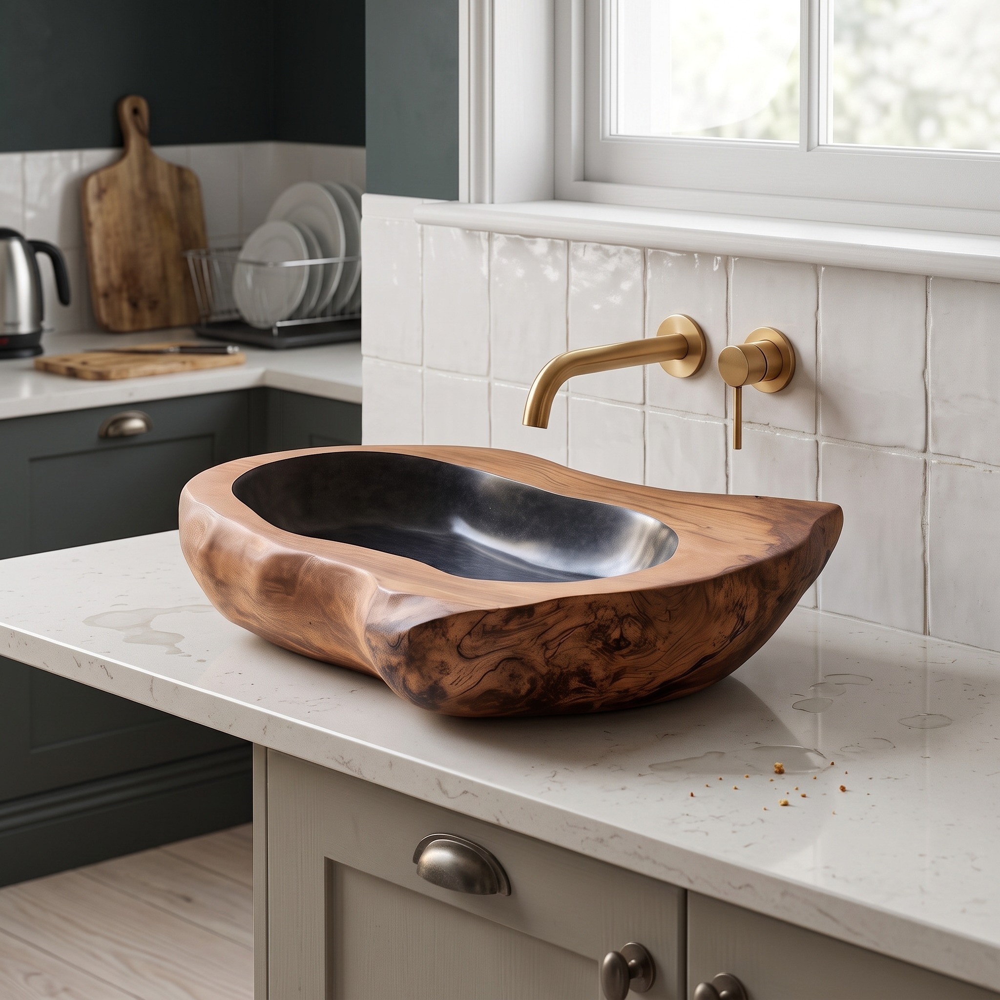 Rustic Farmhouse Solid Wood Sink for Bathroom Styling