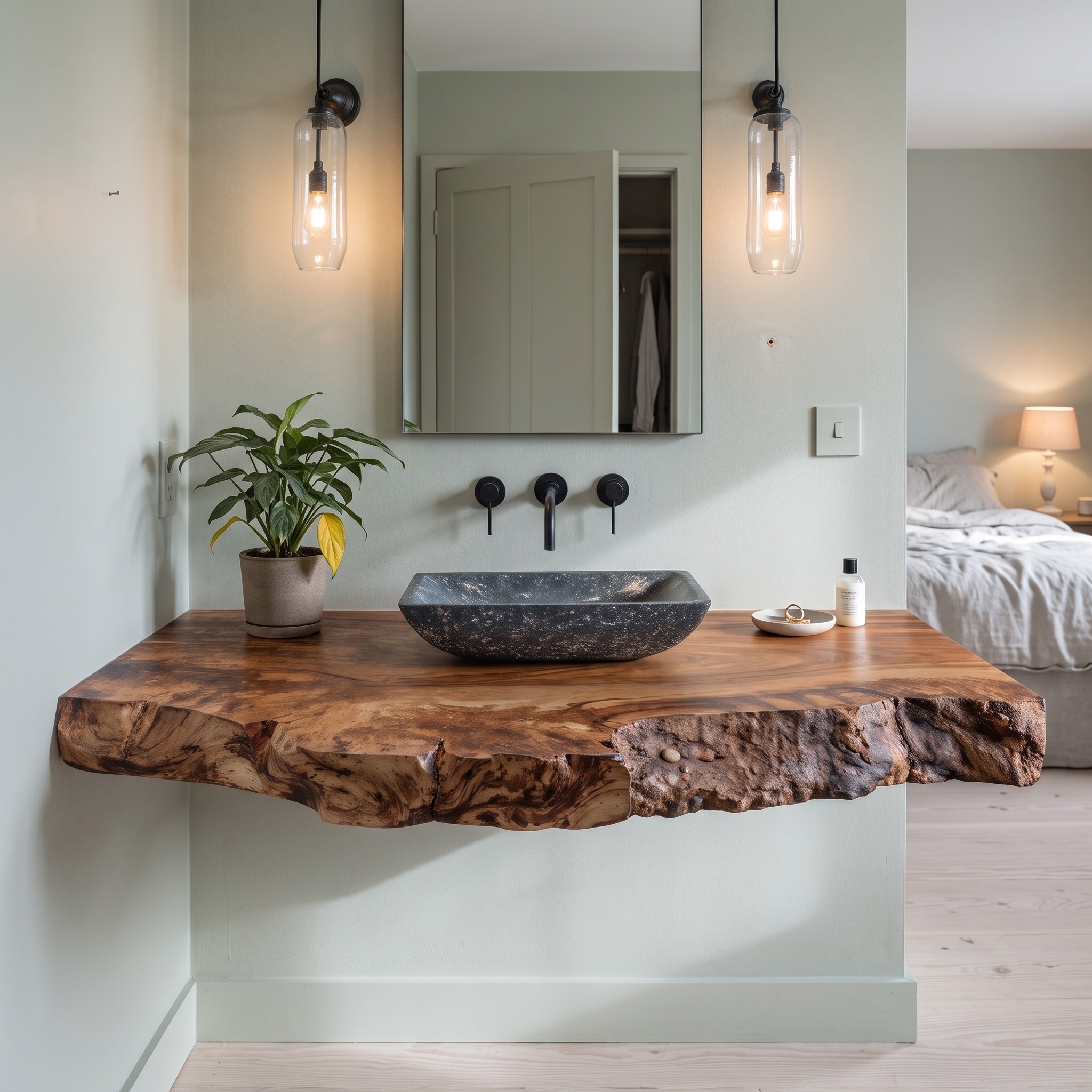 Rustic Farmhouse Wooden Bathroom Vanity Floating Shelf for Vintage Bathrooms