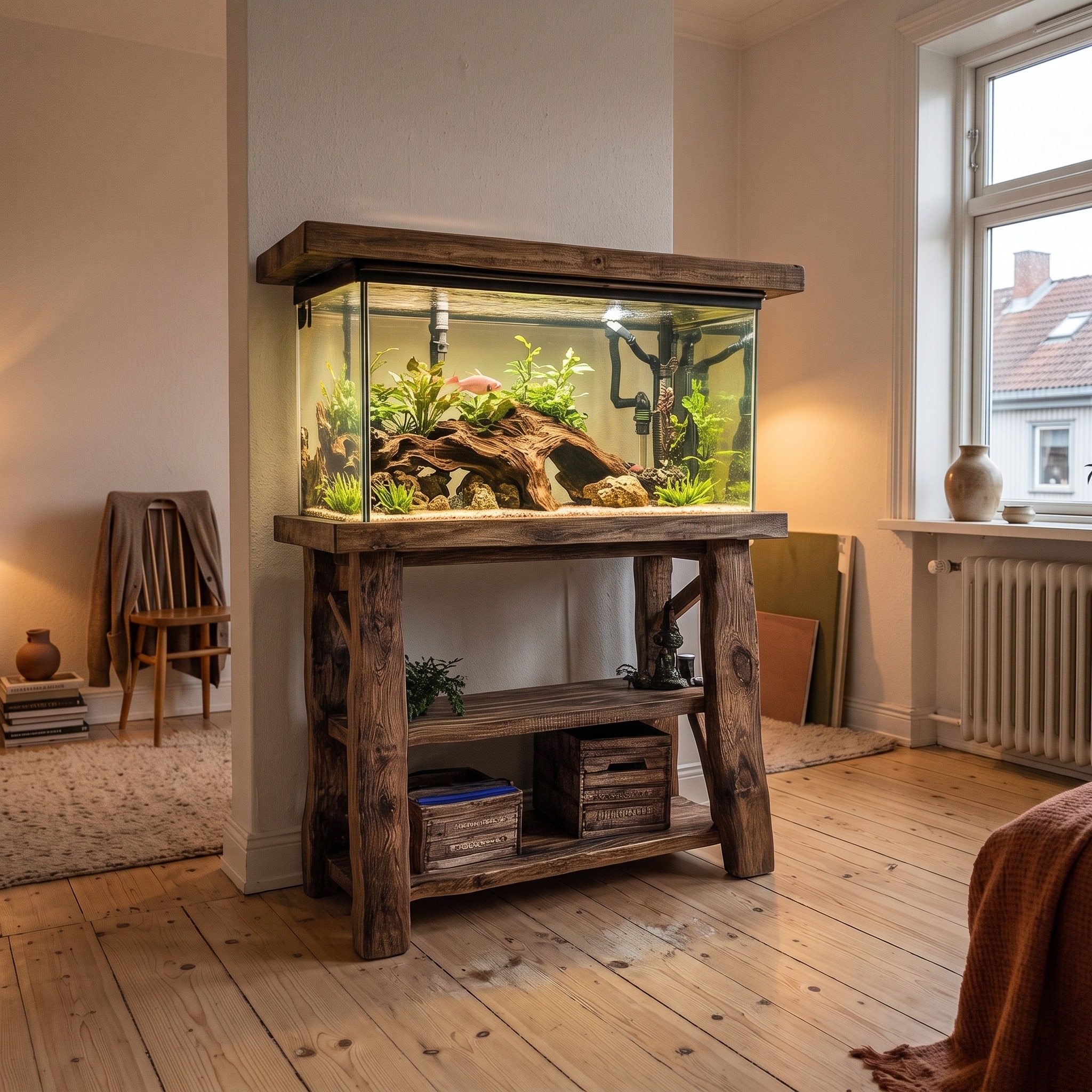 Rustic Fish Tank Live Edge Aquarium Decor Home Gift