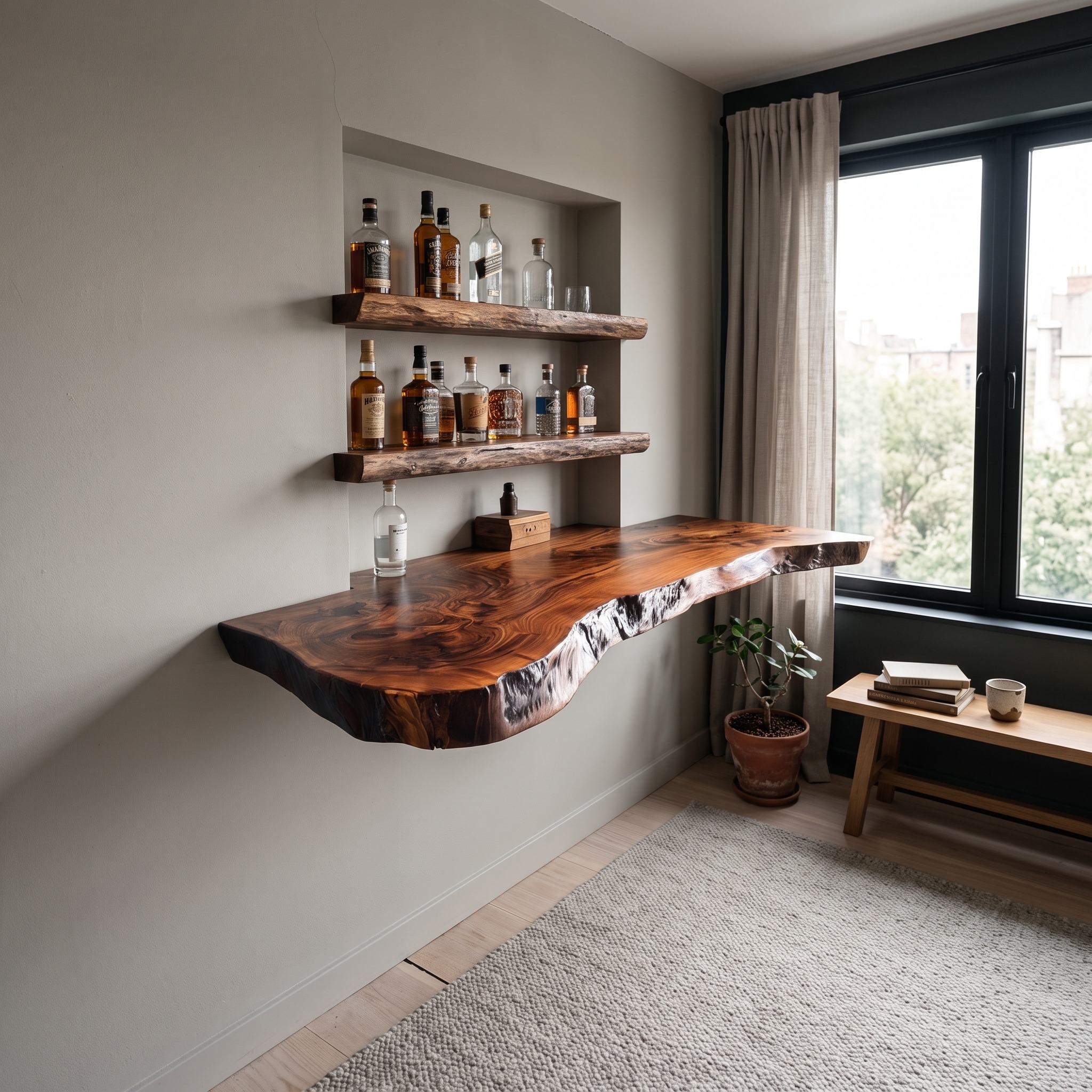 Rustic Floating Bar Shelf Dining Room Home Decor
