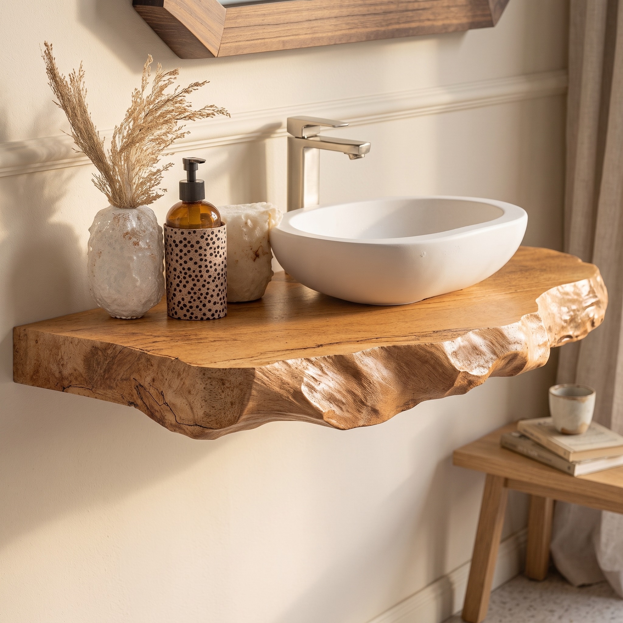 Rustic Floating Bathroom Vanity Shelf