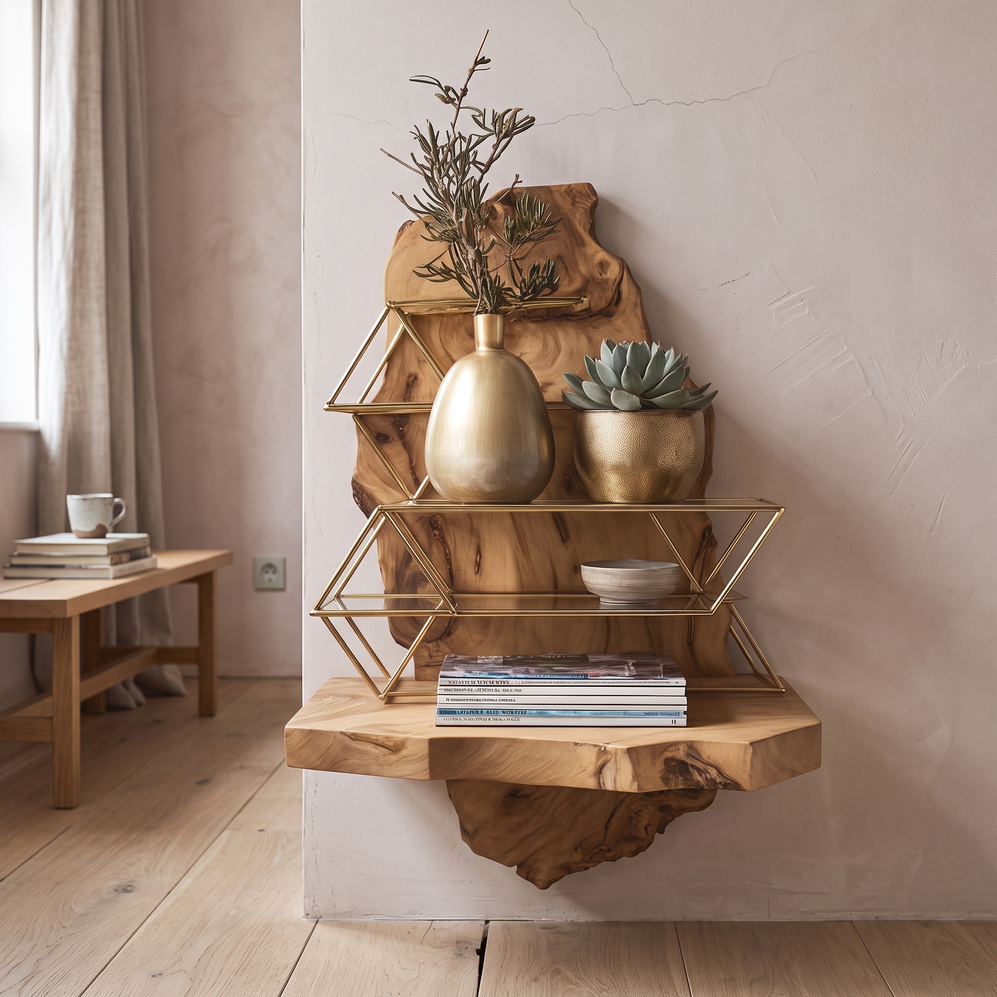 Rustic Floating Bedside Table Bedroom