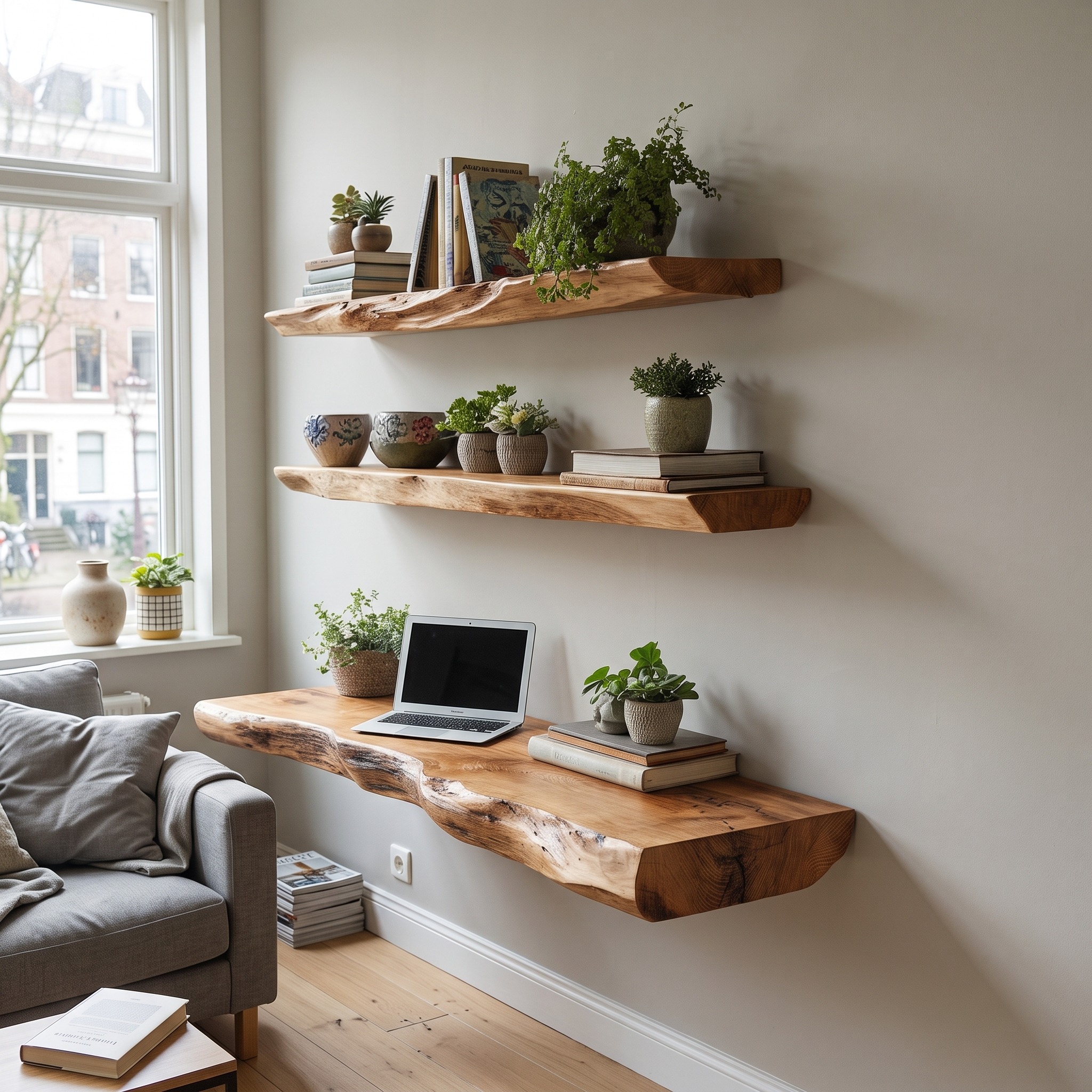Rustic Floating Desk Bedroom