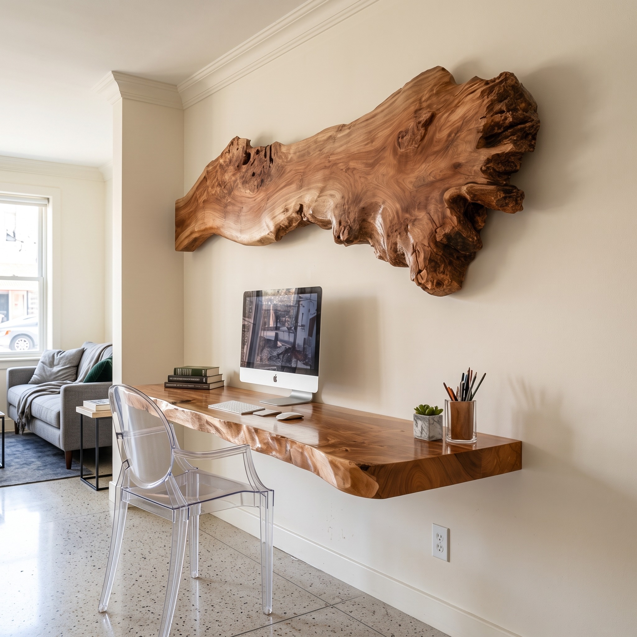 Rustic Floating Desk Living Home Office