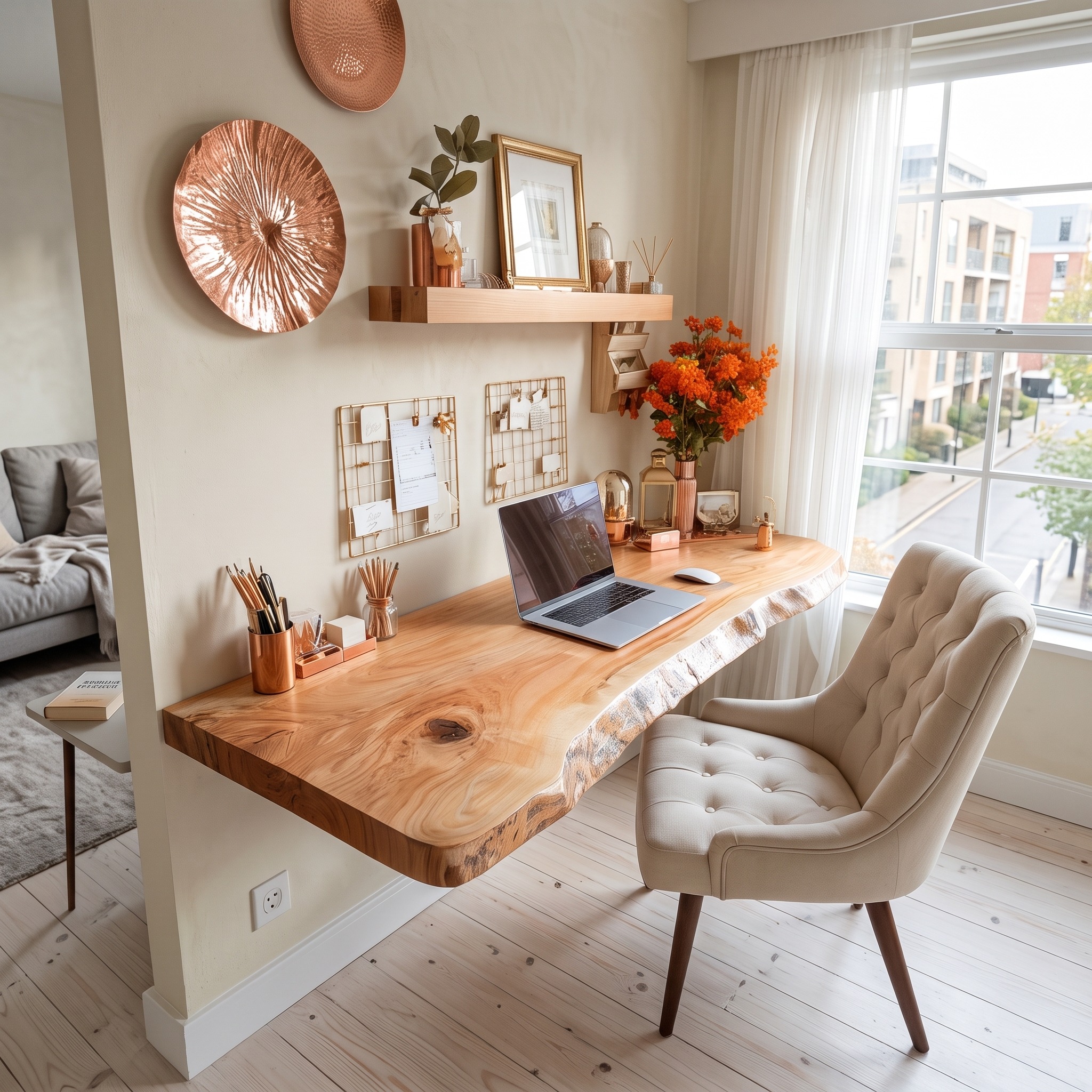 Rustic Floating Desk Living Home Office - Model SINLSAFL090