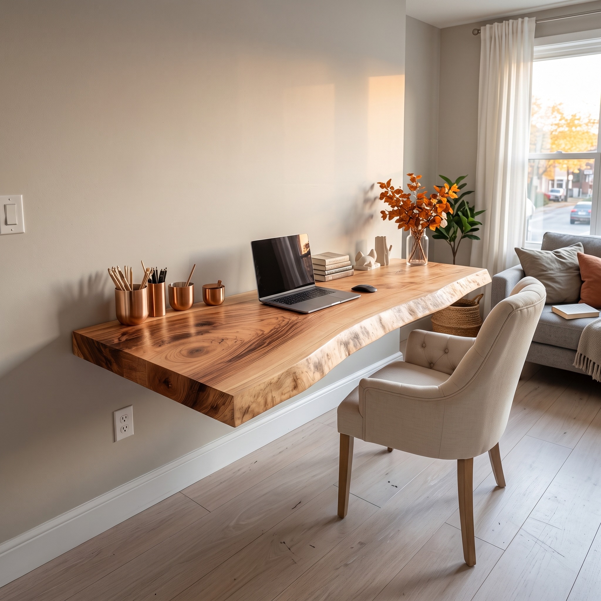 Rustic Floating Desk Studio Apartment