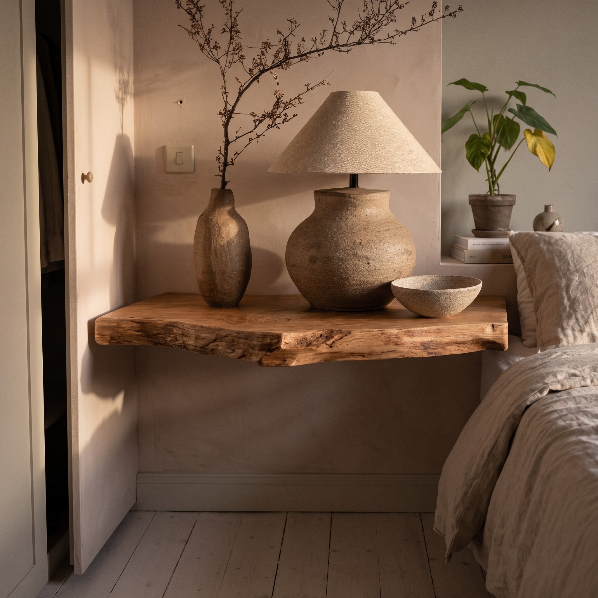 Rustic Floating Nightstand Bedroom Bed