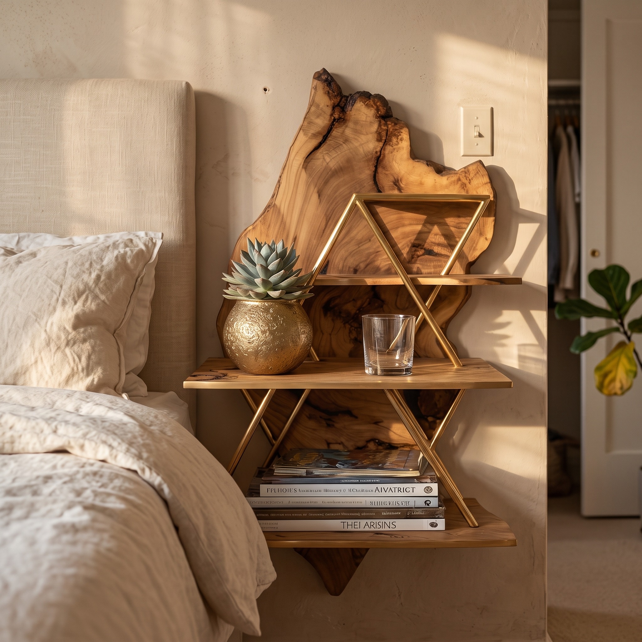 Rustic Floating Nightstand Bedroom Living Room