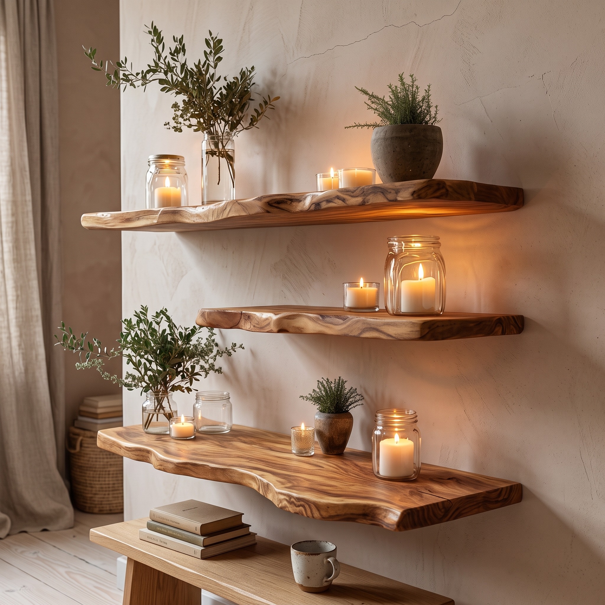 Rustic Floating Shelf Cozy Living Room or Bedroom