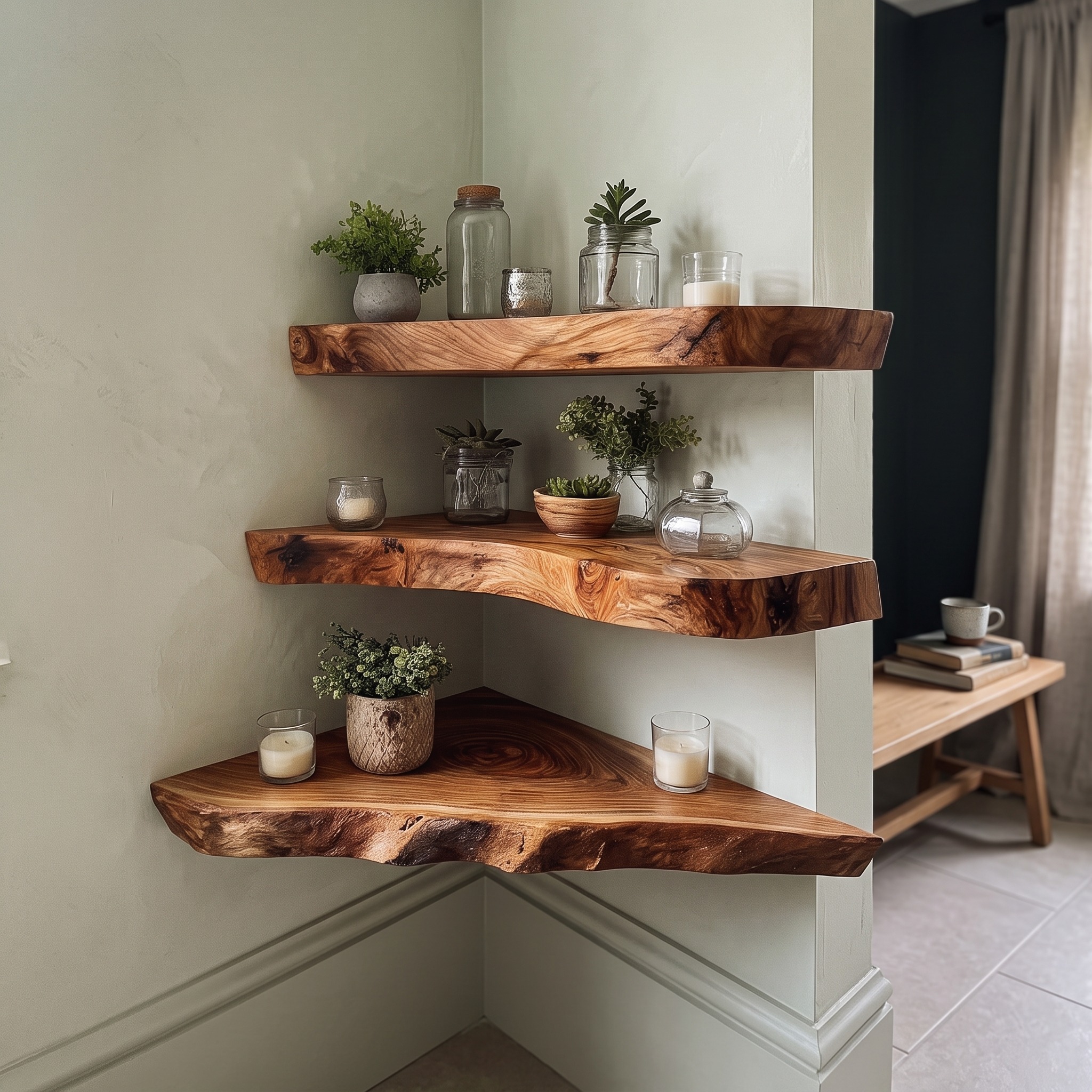 Rustic Floating Shelf Entryway Wall Storage and Decor